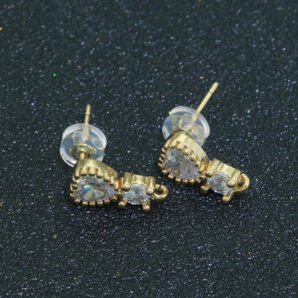 Heart Clear Cubic Zirconia Stud Open Loop Earrings Drop Supply L-488