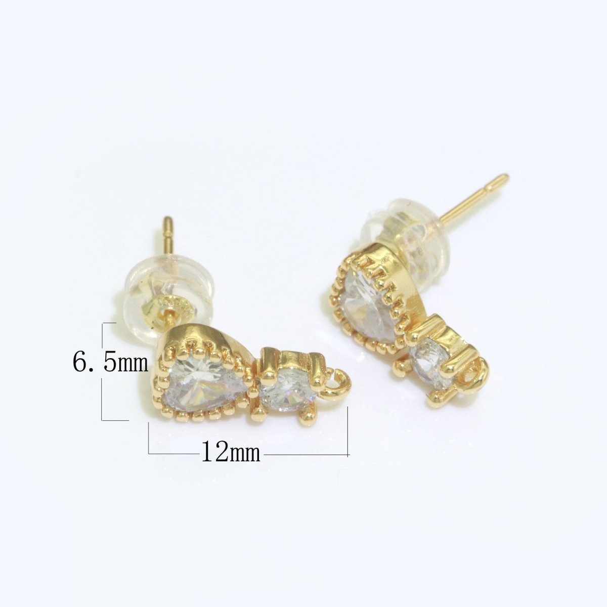 Heart Clear Cubic Zirconia Stud Open Loop Earrings Drop Supply L-488