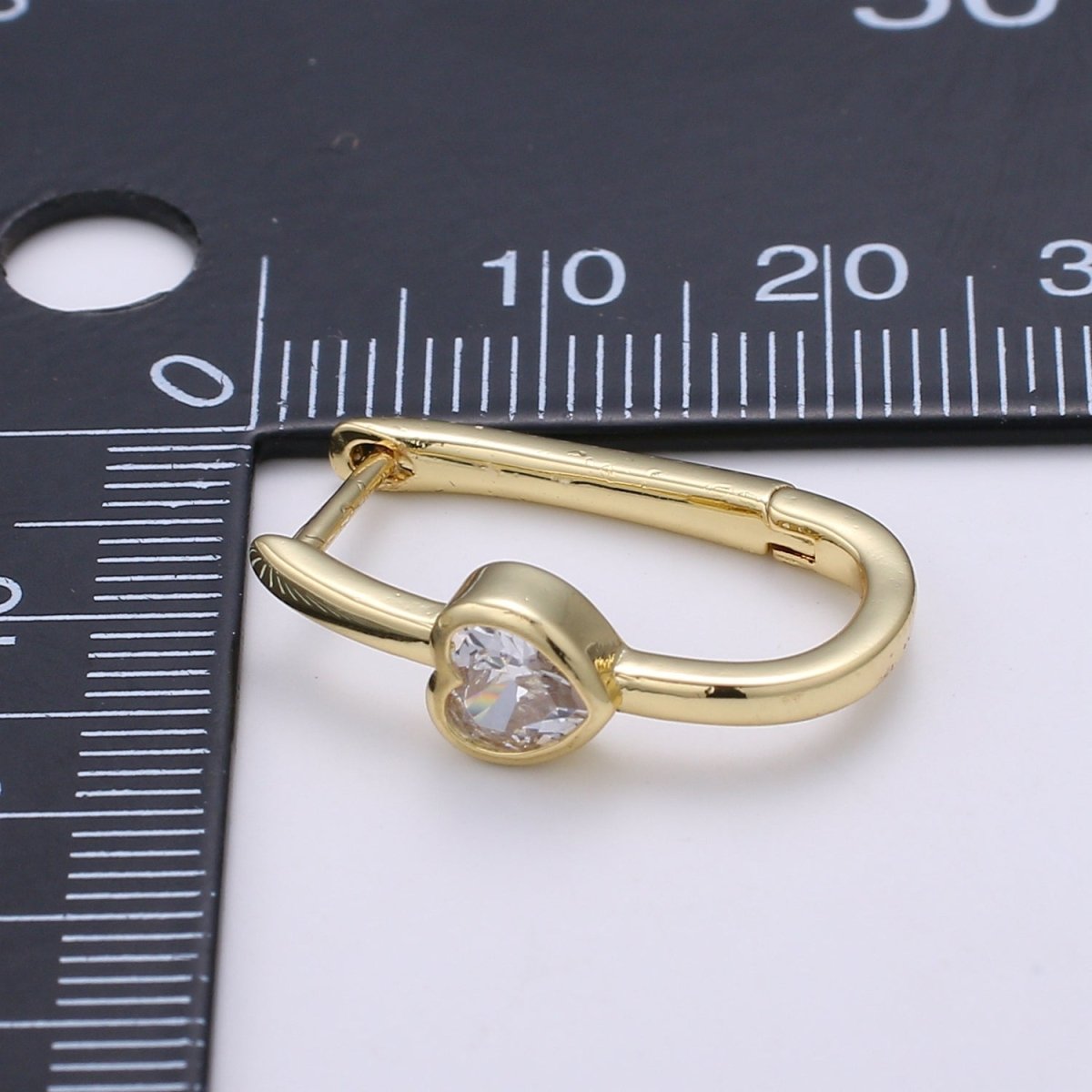 Heart Cubic Pave Gold Lever backs Earring, Solitaire Pave CZ Fish Loop Earring, Vintage Gold Micro Pave Earring for DIY Earring - 1392 Q-414