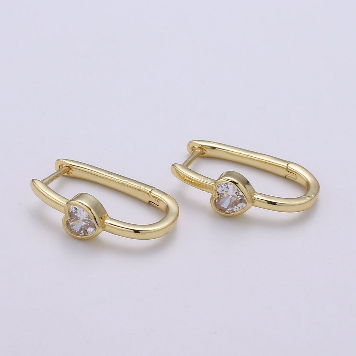 Heart Cubic Pave Gold Lever backs Earring, Solitaire Pave CZ Fish Loop Earring, Vintage Gold Micro Pave Earring for DIY Earring - 1392 Q-414