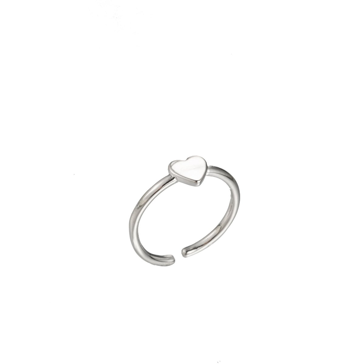 Heart Gold Stacking Ring - Minimalist Jewelry Dainty Love ring, midi ring, Love ring, Open Adjustable ring birthday gift Silver Ring O-341