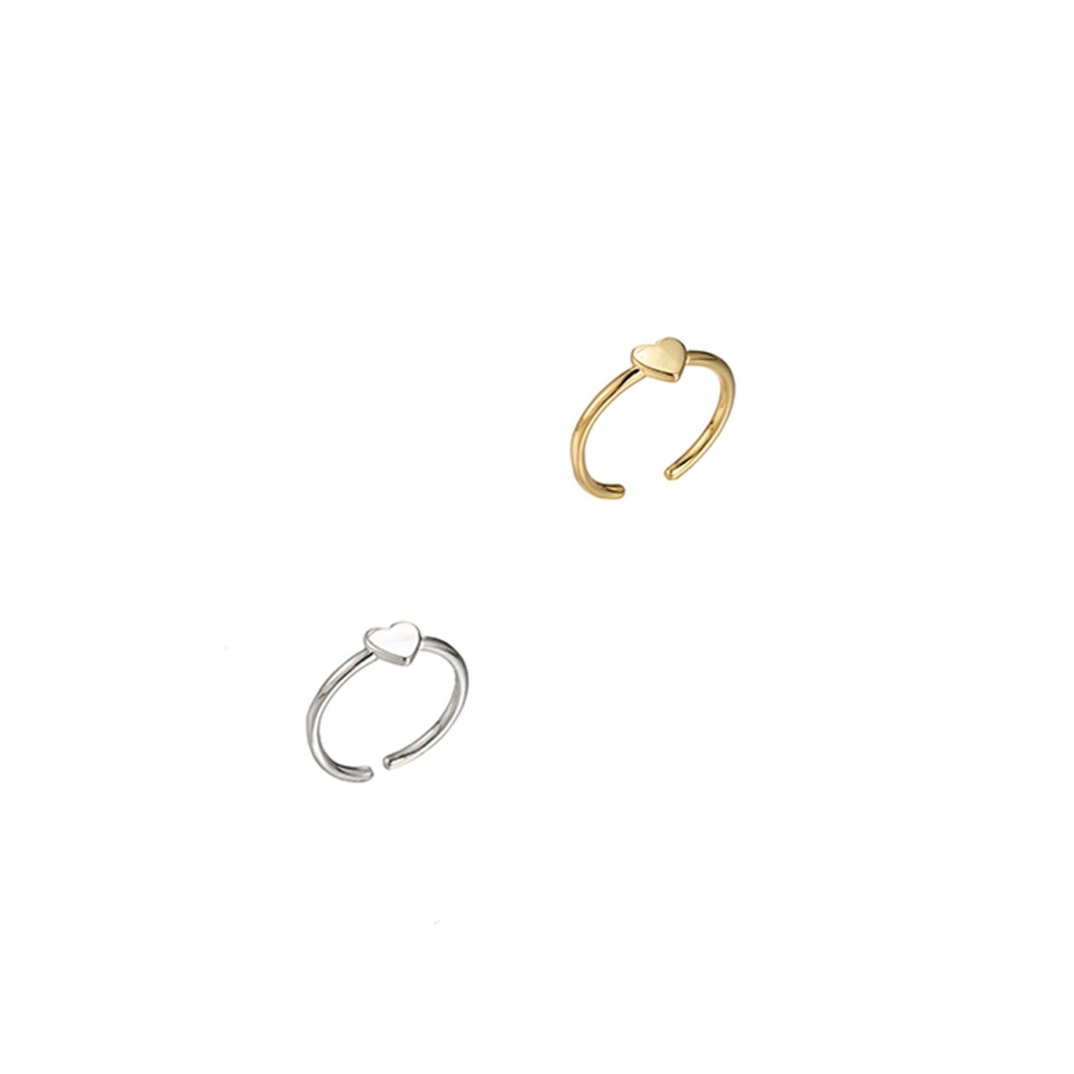 Heart Gold Stacking Ring - Minimalist Jewelry Dainty Love ring, midi ring, Love ring, Open Adjustable ring birthday gift Silver Ring O-341