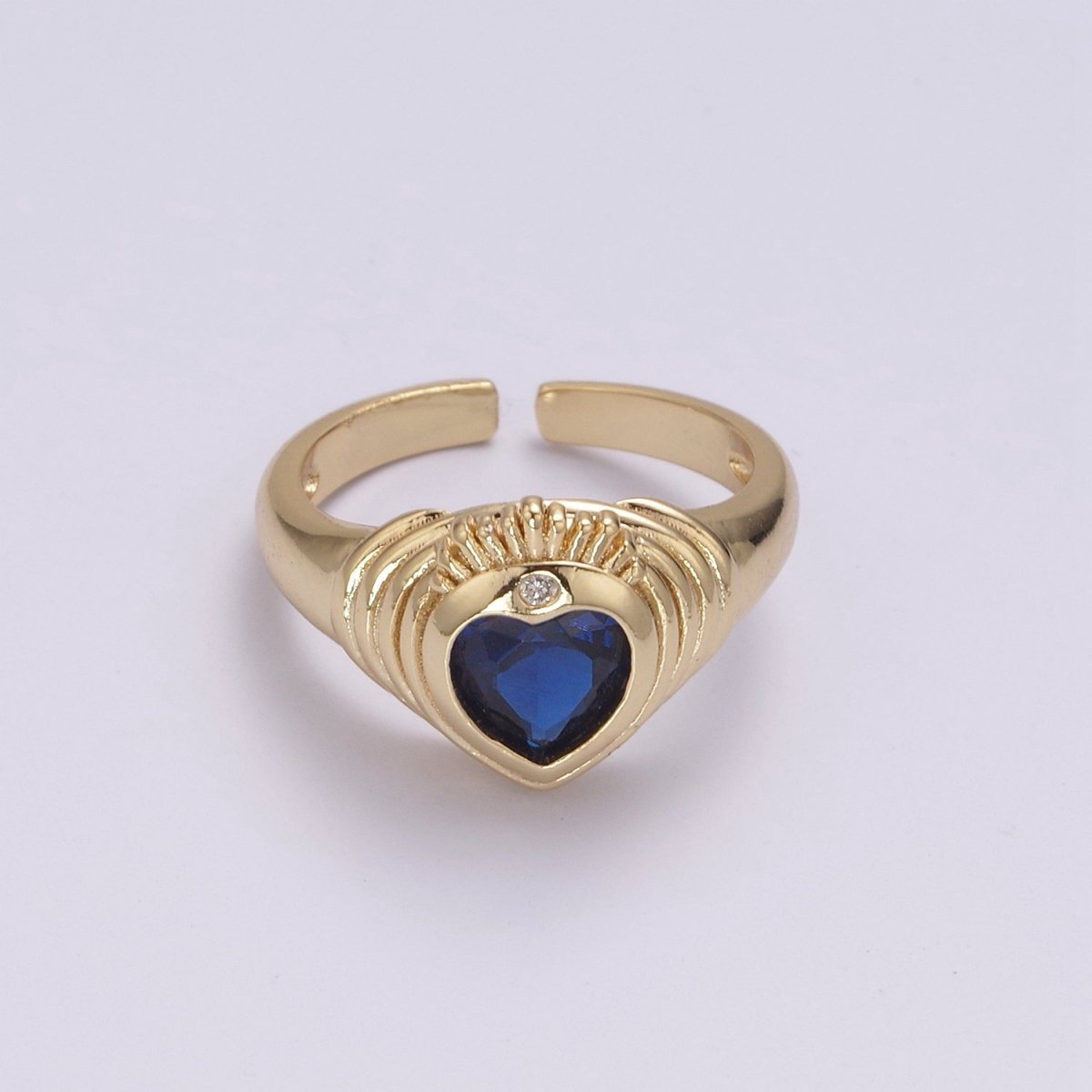 Heart Signet Ring • Gold Dome Ring • Heart Ring Gold • Heart Dome Ring • Bold Heart Ring • CZ Modern Signet Ring U-198 ~ U-200