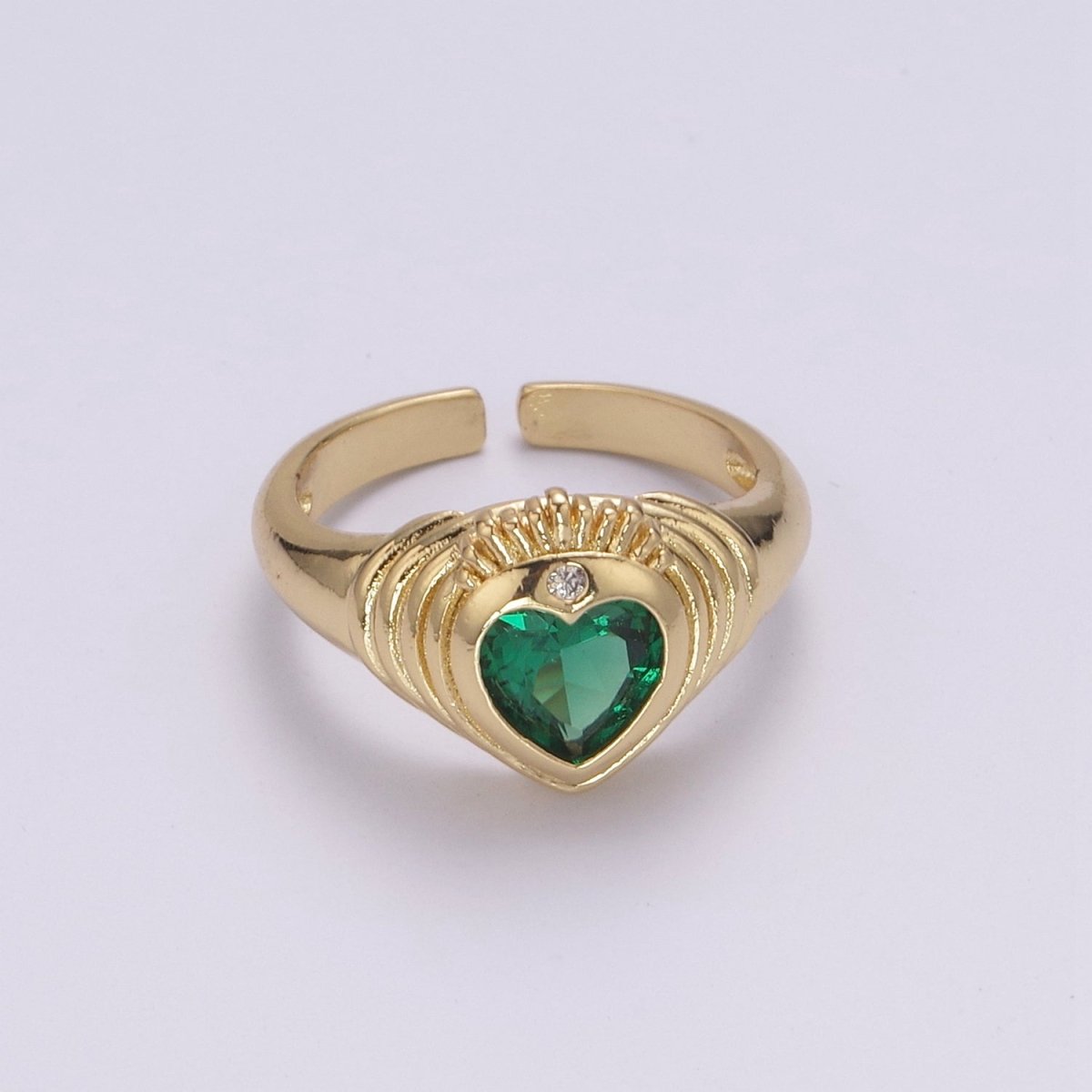 Heart Signet Ring • Gold Dome Ring • Heart Ring Gold • Heart Dome Ring • Bold Heart Ring • CZ Modern Signet Ring U-198 ~ U-200
