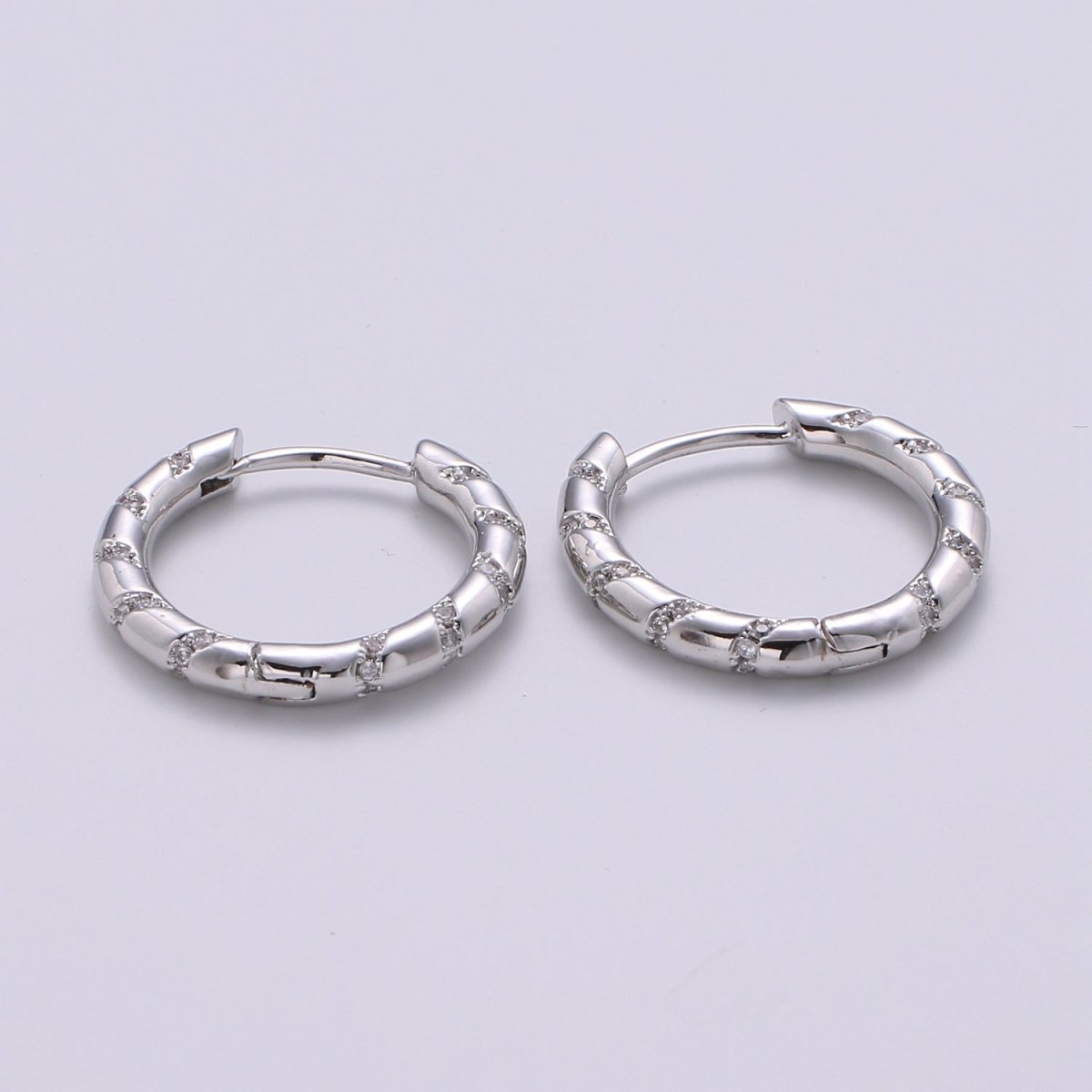 Hoops - Pink, Teal, Blue, Green, Clear, Multi-color Zirconia or White Gold CZ earrings - 24K Gold Huggie hoops Q-355 - Q-361