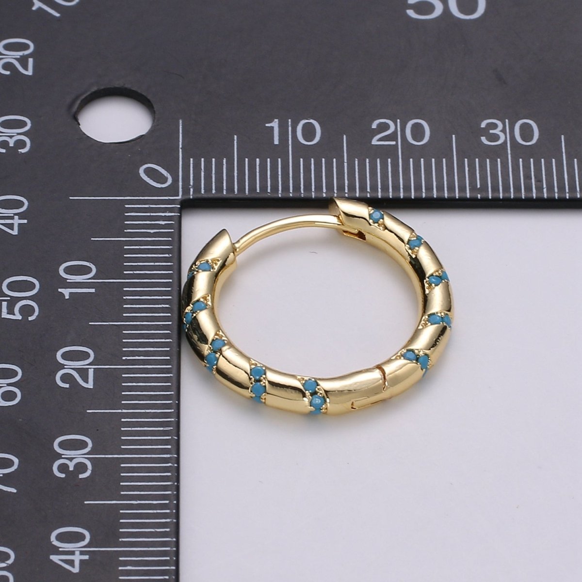 Hoops - Pink, Teal, Blue, Green, Clear, Multi-color Zirconia or White Gold CZ earrings - 24K Gold Huggie hoops Q-355 - Q-361