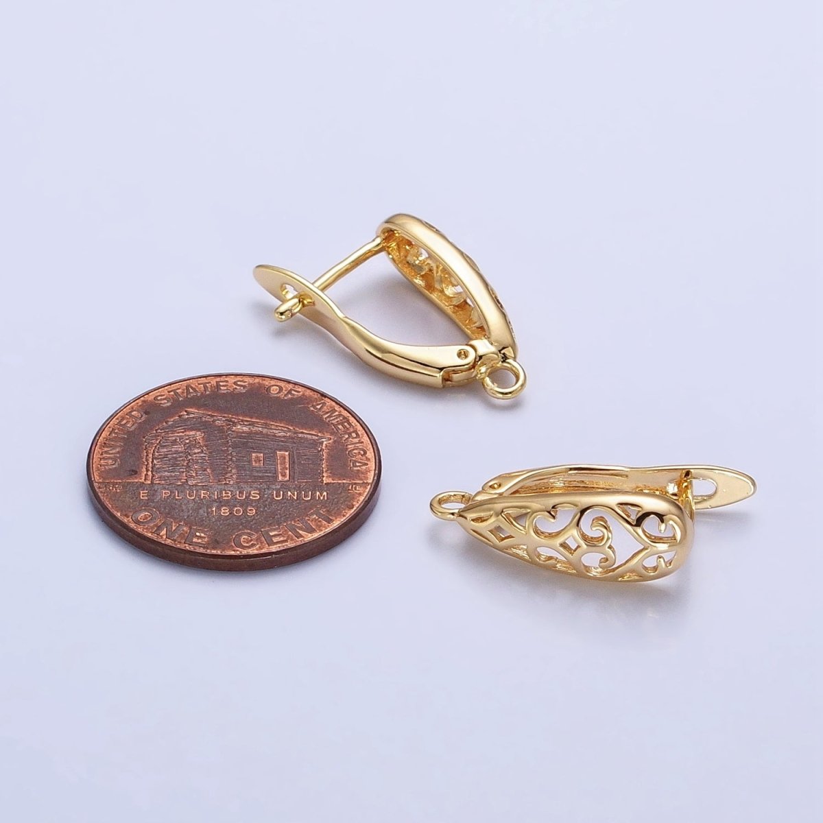 Huggie Hoop One-Touch Hoop Earring Findings in 18K Gold Plating Earring with Open Link Ring Z-167 Z-168