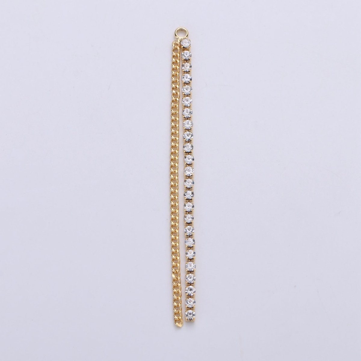 Hypoallergenic 65mm Gold Double Curb Tennis Chain Tassel Dangle Charm Supply | K-427