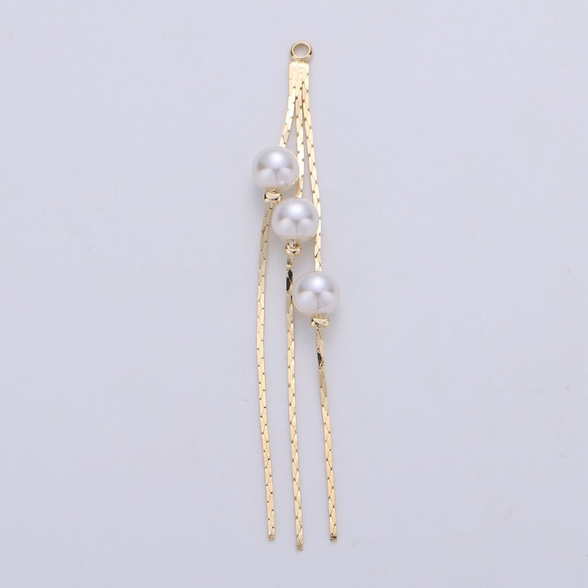 Hypoallergenic 67mm Pearls Gold Cobra Chain Multiple Strands Tassel Charm Supply | K-424