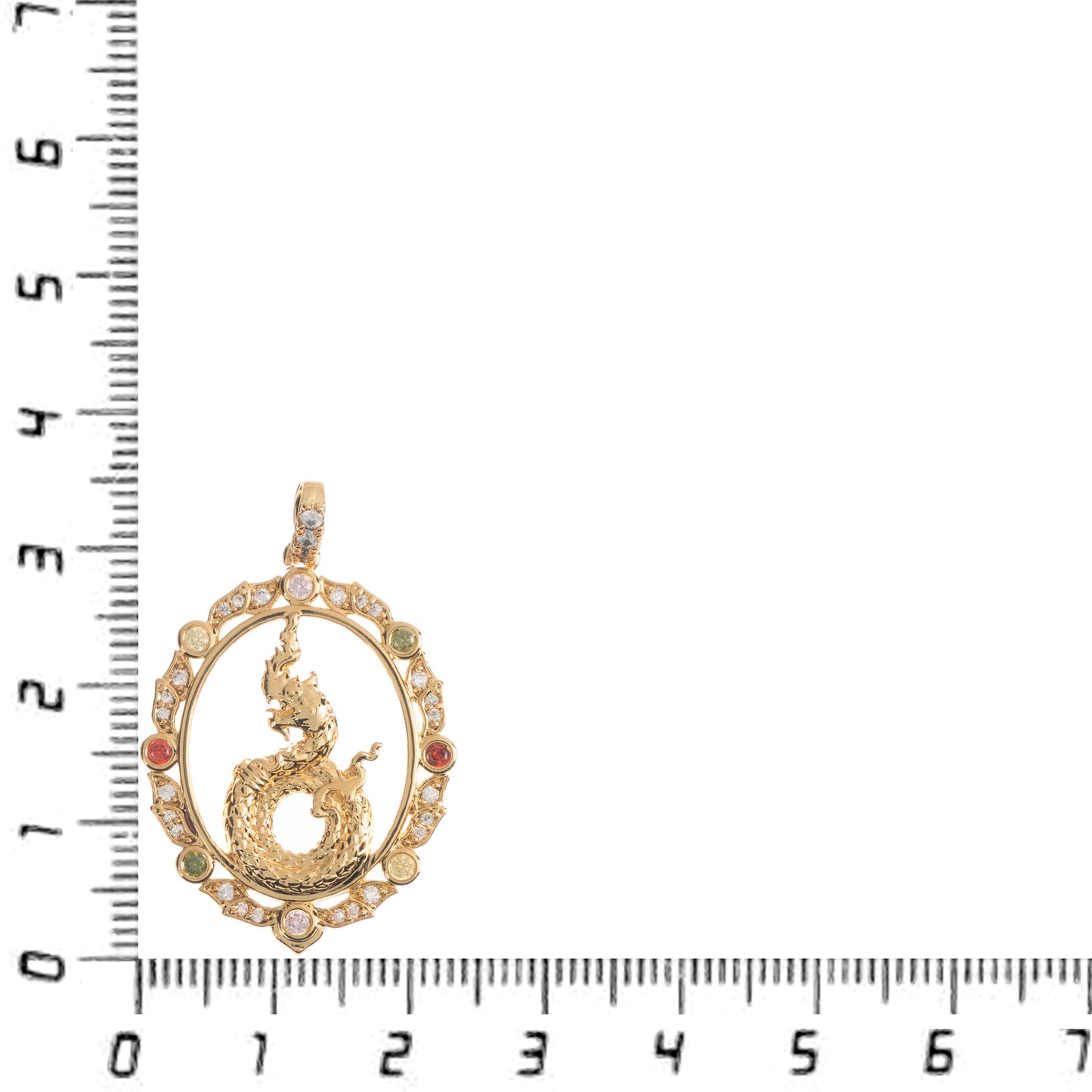 Multi Color Stone 18k Gold Fill Royal Dragon Chinese Legend, Royalty Cubic Zirconia Necklace Pendant Charm Bails for Jewelry Making I-021