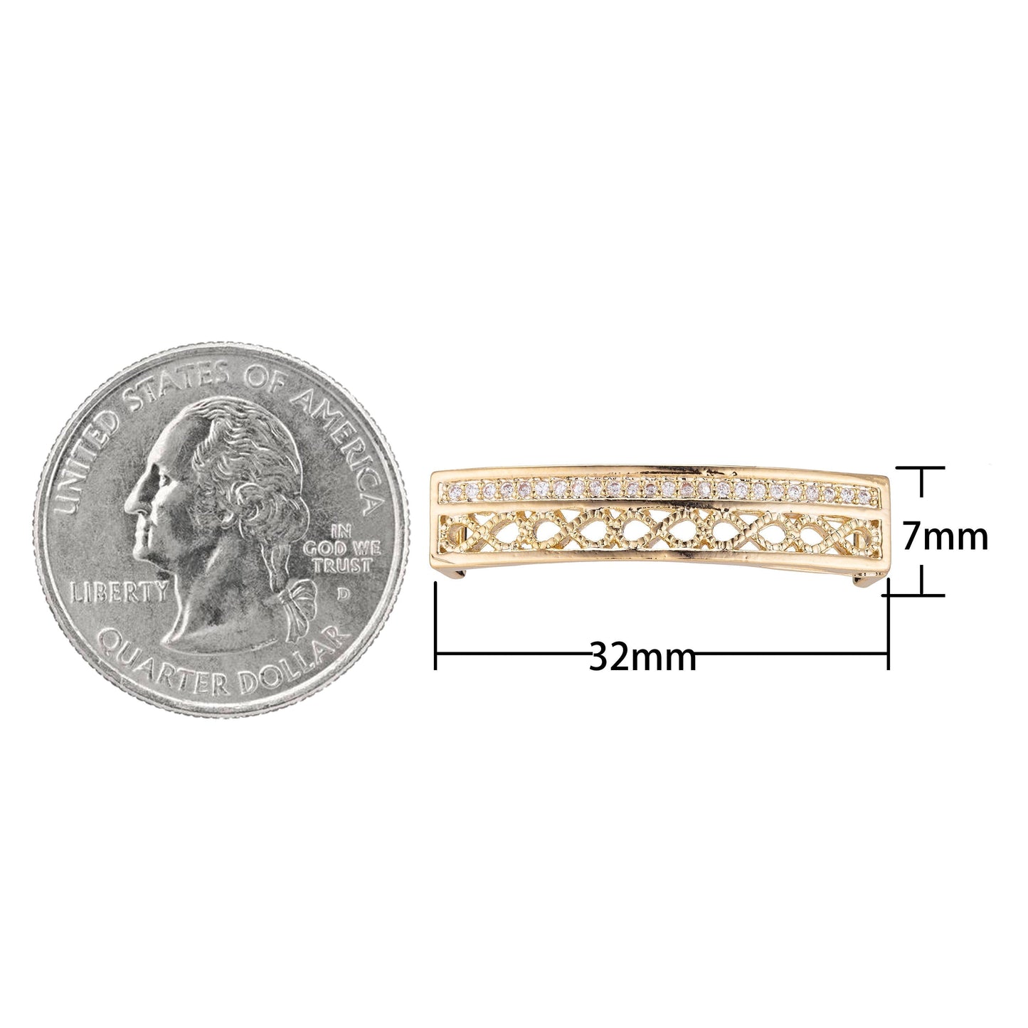 Golden Cross Bar Bracelet Connector, Elegant Micro Pave CZ Charm, Minimalist Chic Weaved Loop Necklace Pendant for Jewelry Making F-745