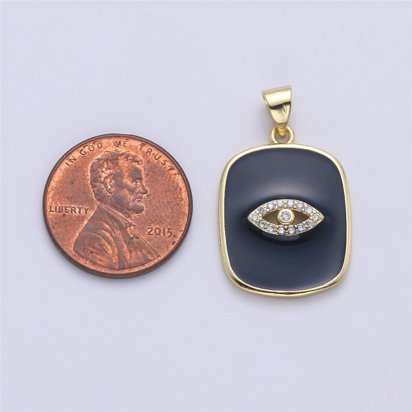 Gold Enamel Evil Eye Charm Tag Pendant, Black White Eye of Ra charm, Enamel Jewelry for Necklace Component I-452 I-453