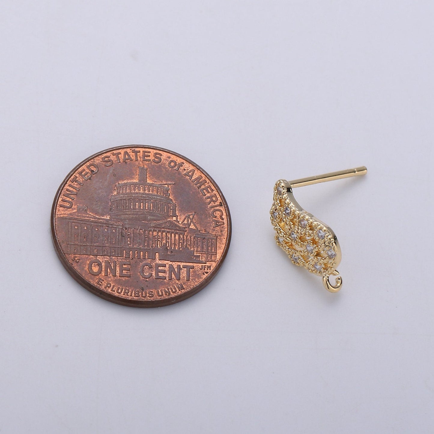 Wing Stud Earring Charm • 24k Gold Filled• Micro Pave angel wing • Jewelry Making Supplies • Open Link for Jewelry Making Supply K-411 PAIR