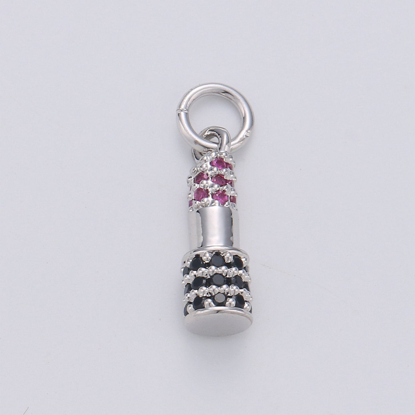 Dainty Gold Lipstick Pendant CZ Micro Pave Lipstick Pendant, Red Lipstick Jewelry for Necklace Bracelet Earring Component D-178