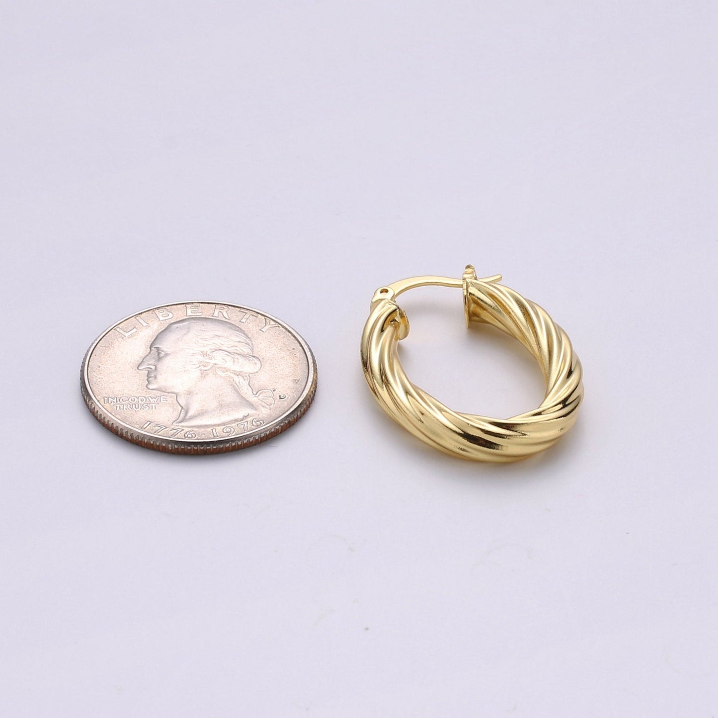 24k Vermeil Gold Earrings, Hoop Earrings, Small Hoop, Oval Rope Texture Earring, Gift for Her, Earrings for Women, Everyday Wear Earrings Q-529