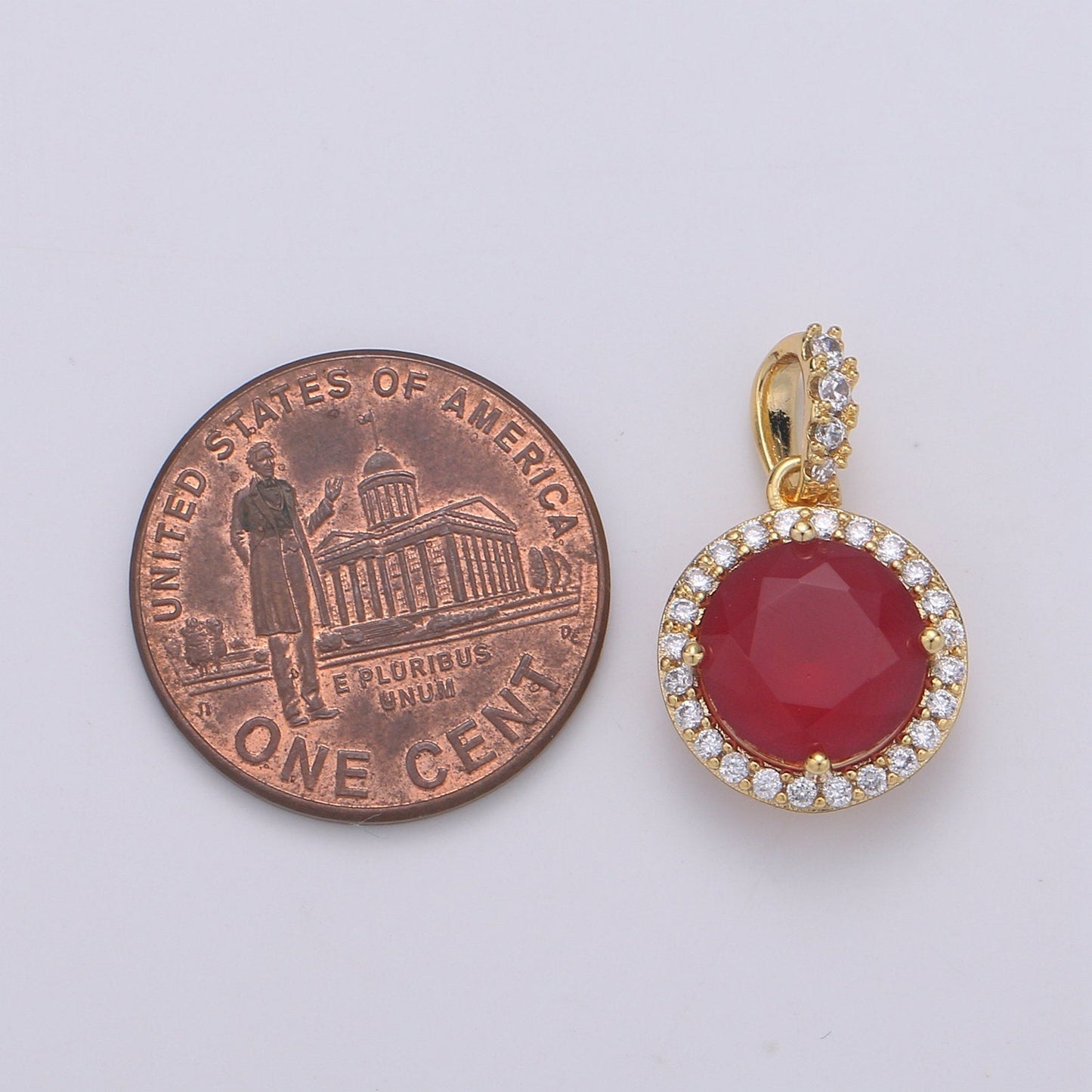 12mm Red Garnet Charm - 24k Gold Filled Charm 19mm x 11mm - Gemstone Bezel Charm - Tiny Red Charm Pendant Bulk Findings Birthstone J-121
