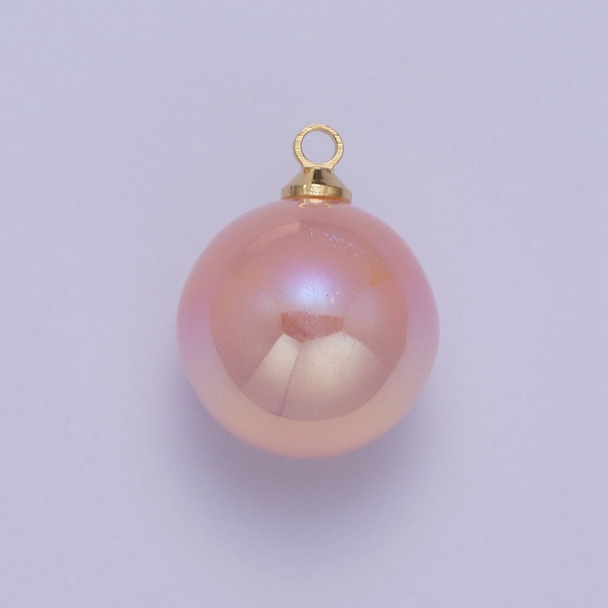 Iridescent Sparkly Blue & White Pearl Round Charm Pendant For Jewelry Making  P-1558~P-1562
