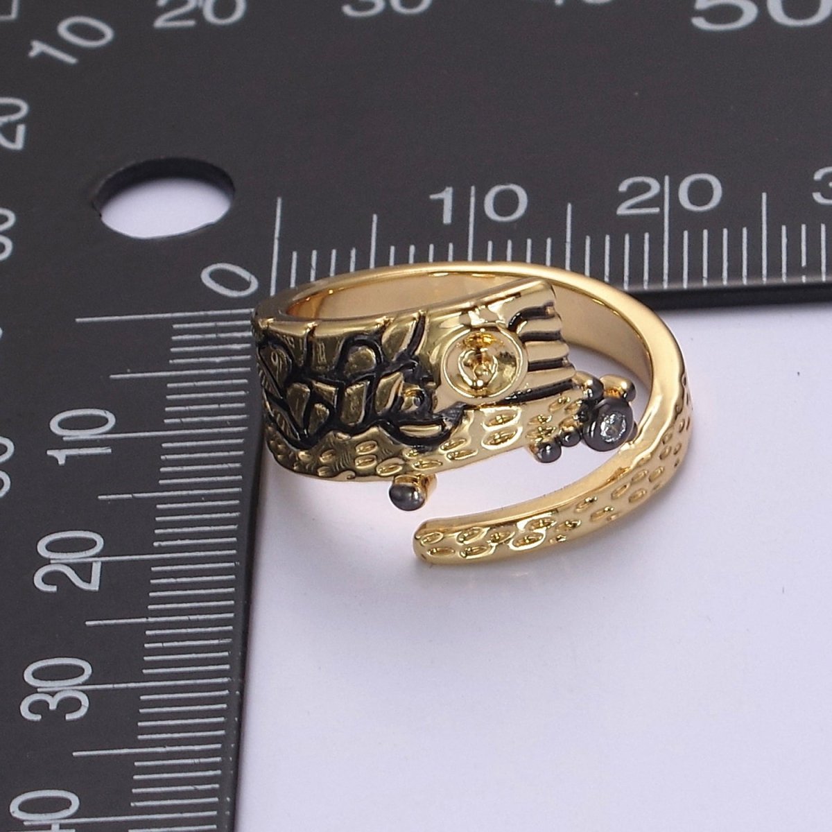 Irregular Gold Ring, Thick Band Gold Ring, Abstract Ring, Unique Design Ring Black Streetwear Cool Fashion Ring S-466