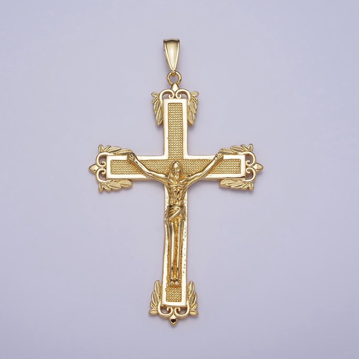 Jesus Crucifix Cross Dotted Gold Religious Catholic Pendant | AA081