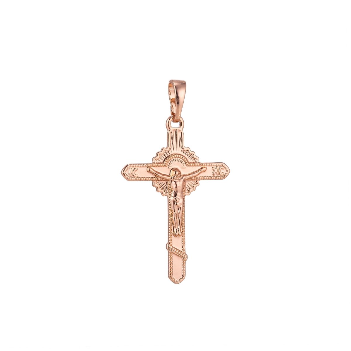Jesus on the Cross Charm, 18K Gold Filled Pendant Dainty Cross Necklace Charm for Jewelry Making H-880