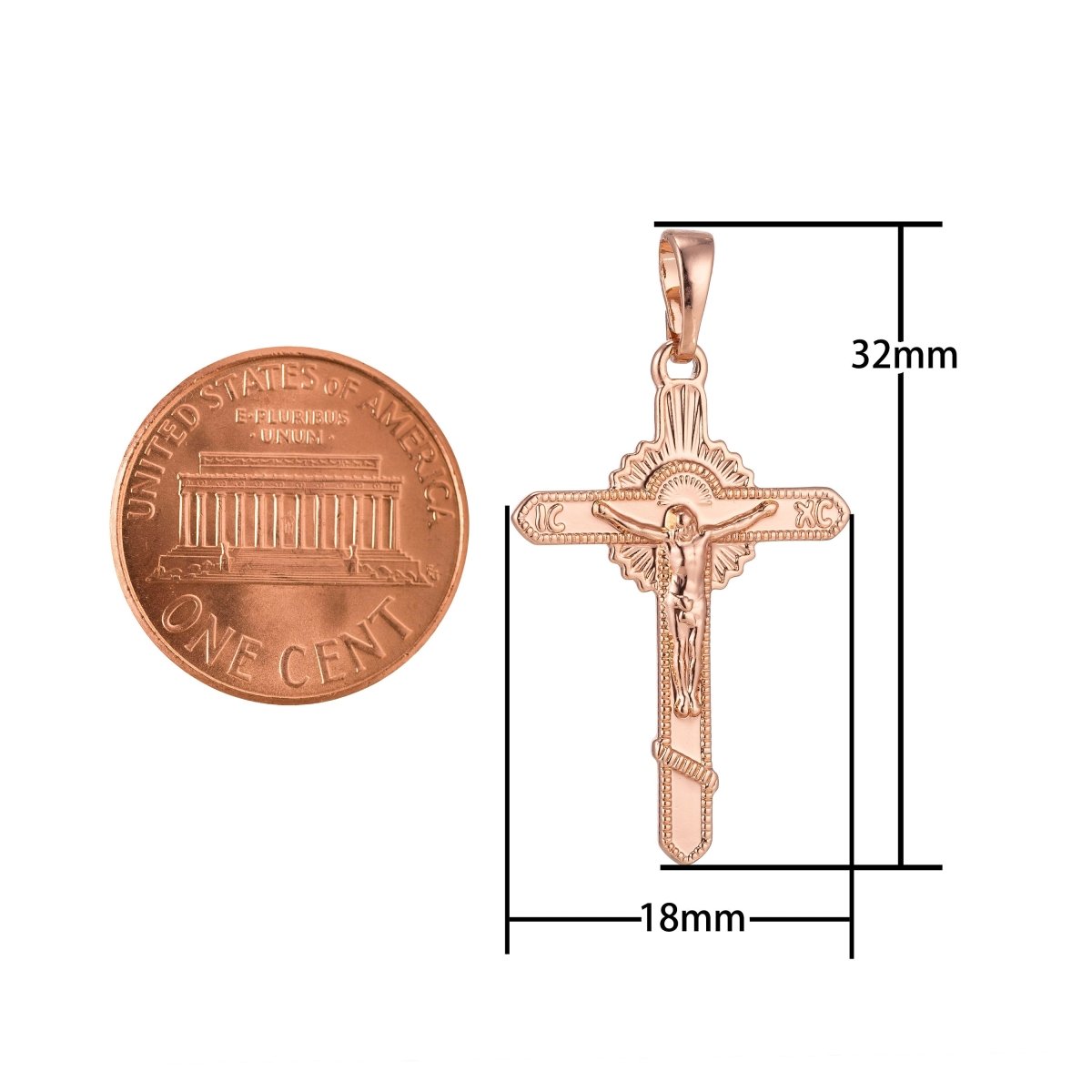 Jesus on the Cross Charm, 18K Gold Filled Pendant Dainty Cross Necklace Charm for Jewelry Making H-880
