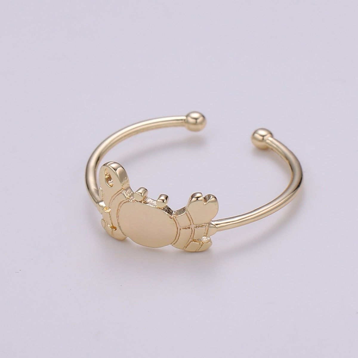 King Crab 18k Gold Ring, Adjustable Gold Curb Ring, Simple Ocean Life Ring, The Animal Ring- R-261