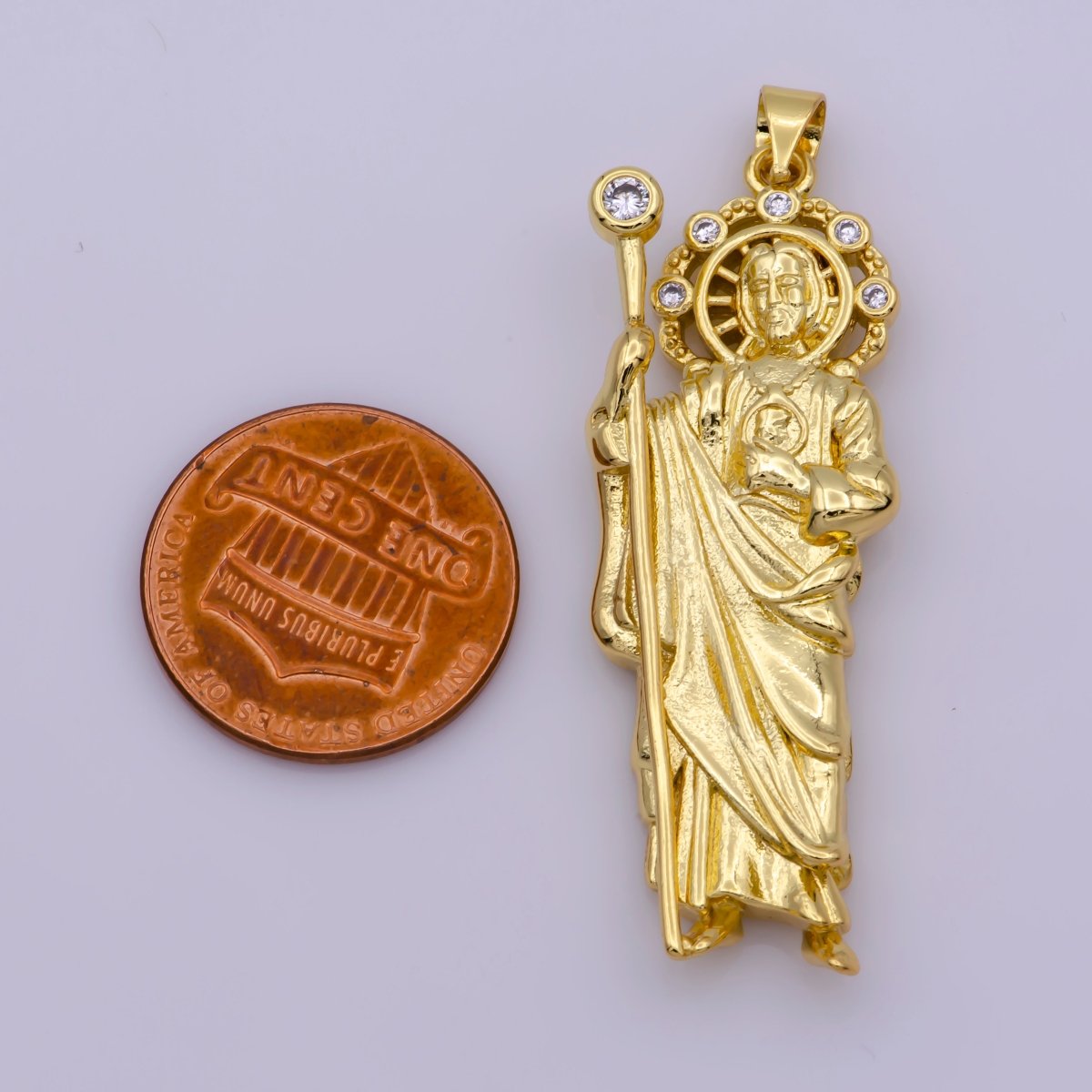 Large Gold St Jude Pendant San Judas Tadeo Medalla Charm medallion Patron Saint of Hopeless Cause Rosary Necklace Jewelry Supply N-1338 N-1339