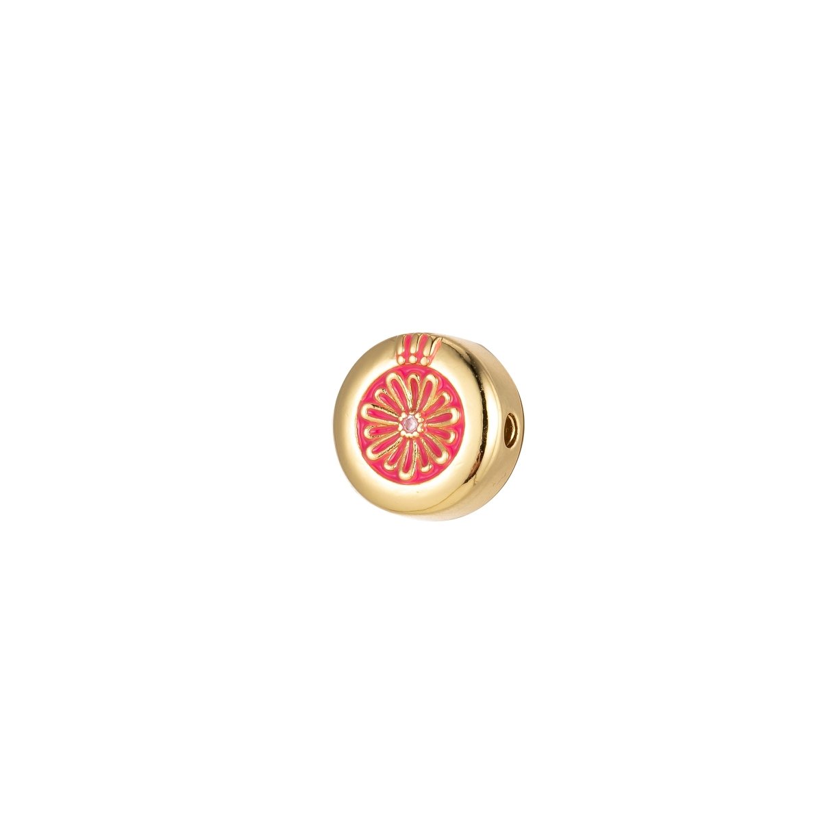 Large Hole Round Daisy Charm for Necklace Pendant Pave Beads, Flower Big Hole Spacer Beads, Large Hole Spacer Dangle Charm B-531 to B-538