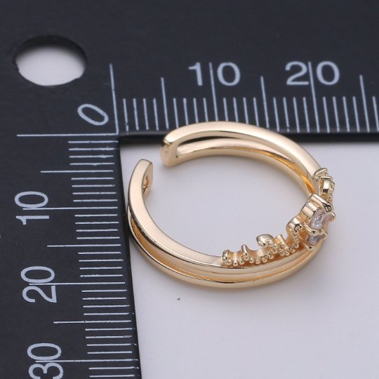 Layered ring Adjustable Micro pave ring,delicate ring, Open Band ring,minimalist ring,Crown Ring,Gold Crown Ring Jewelry
