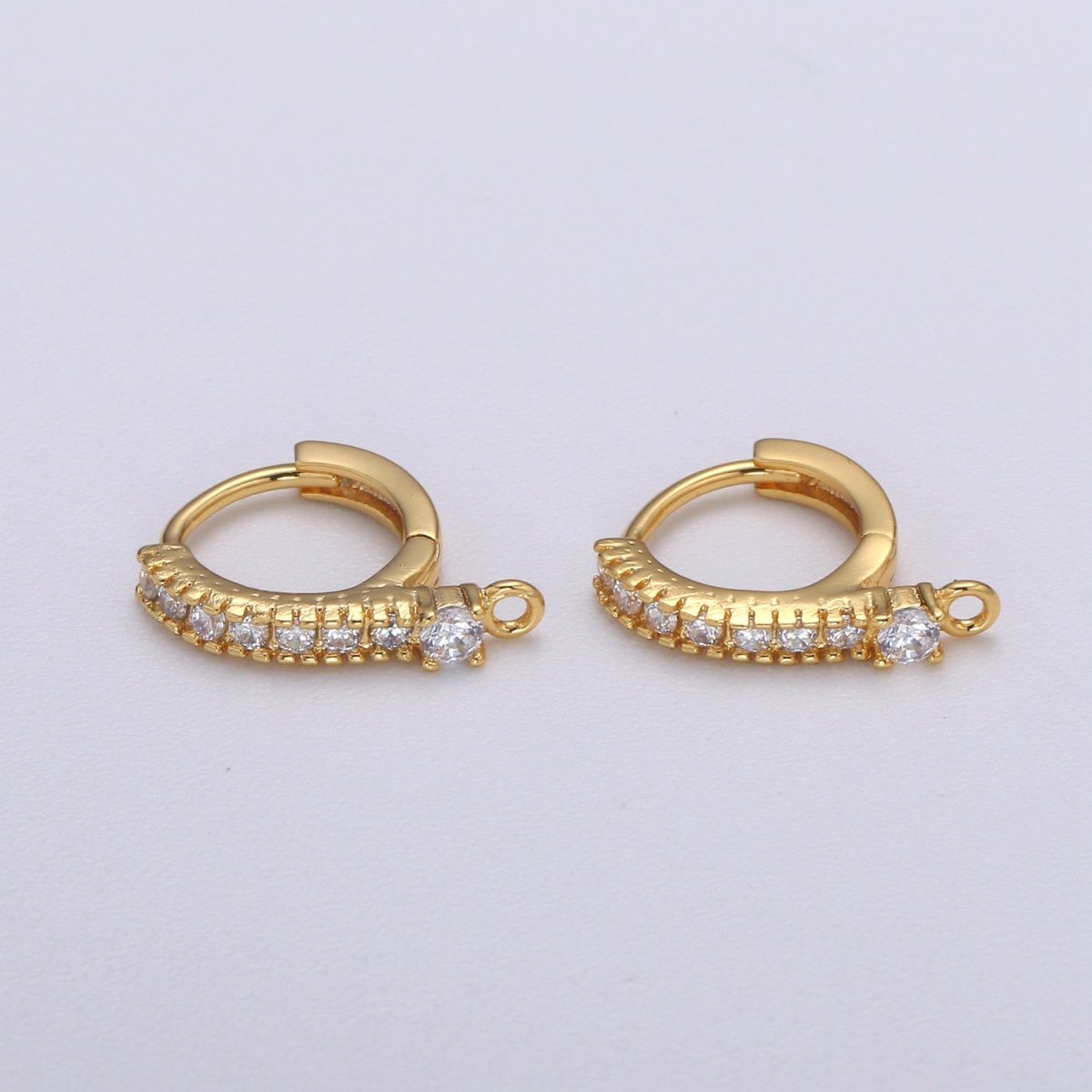 Lever Back Earring Mini Huggie Earring 24K Gold Filled Cz Micro Pave Hoops with open link for Jewelry Making Supply L-234