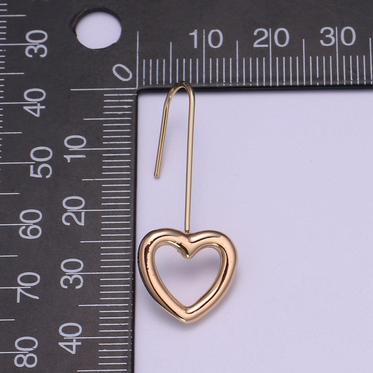 Light Gold Earring Hooks - 18K Gold filled Heart Ear Wires - Gold Ear Hook - Jewelry Findings for Minimalist jewelry gift P-081