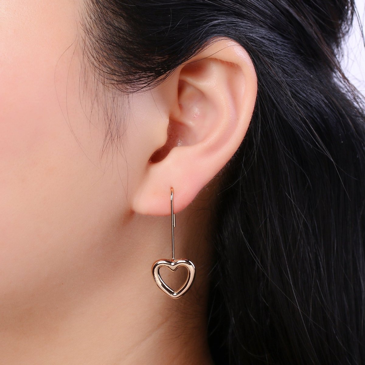 Light Gold Earring Hooks - 18K Gold filled Heart Ear Wires - Gold Ear Hook - Jewelry Findings for Minimalist jewelry gift P-081