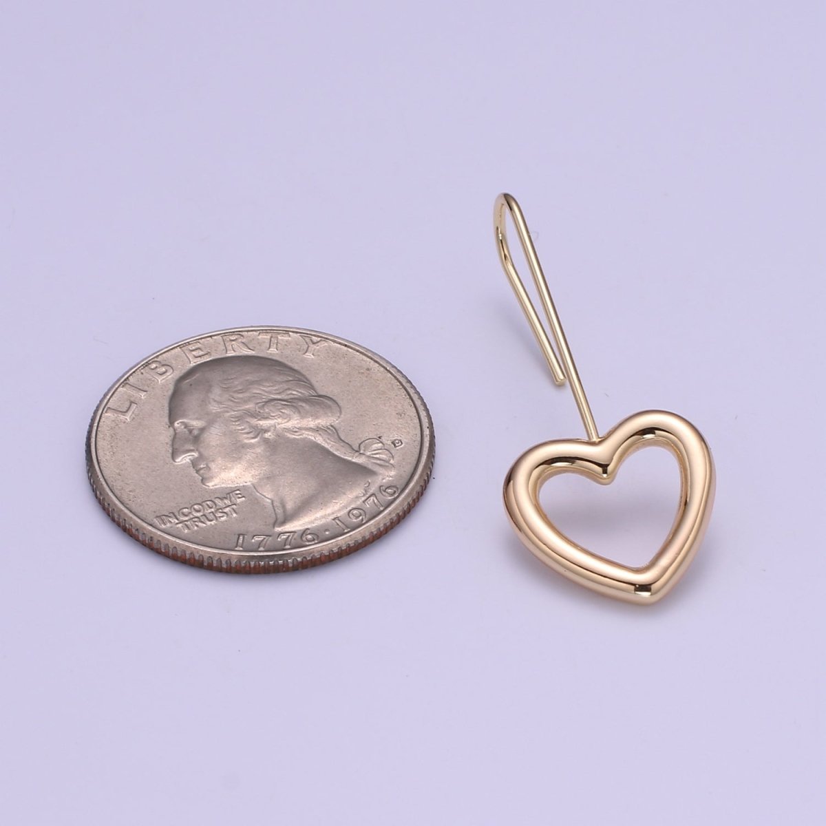 Light Gold Earring Hooks - 18K Gold filled Heart Ear Wires - Gold Ear Hook - Jewelry Findings for Minimalist jewelry gift P-081