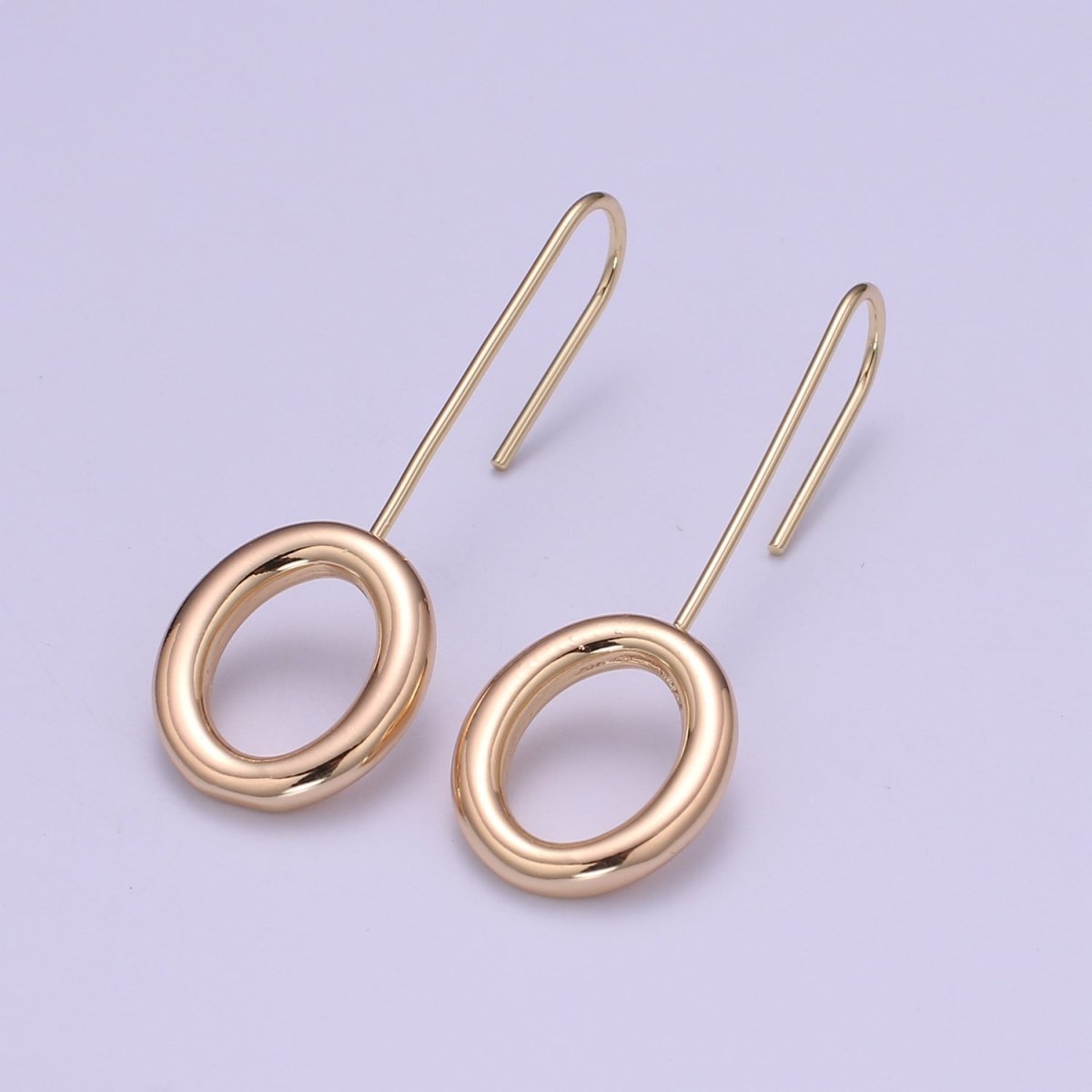 Light Gold Earring Hooks - 18K Gold filled OVAL Ear Wires - Gold Ear Hook - Jewelry Findings for Minimalist jewelry gift P-084