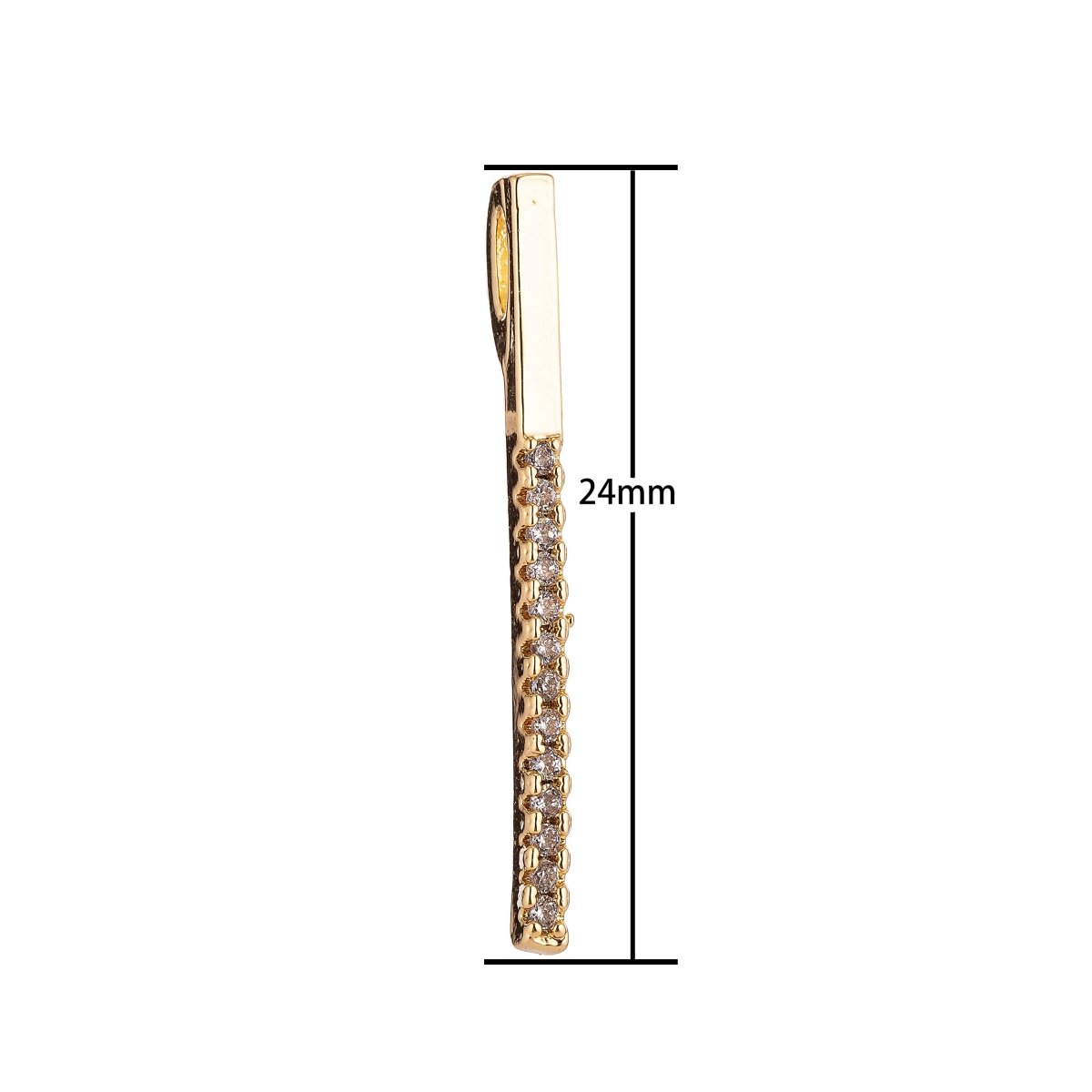 Long Bar Charm with Micro Pave Cz Stone for Dangle Pendant AA743