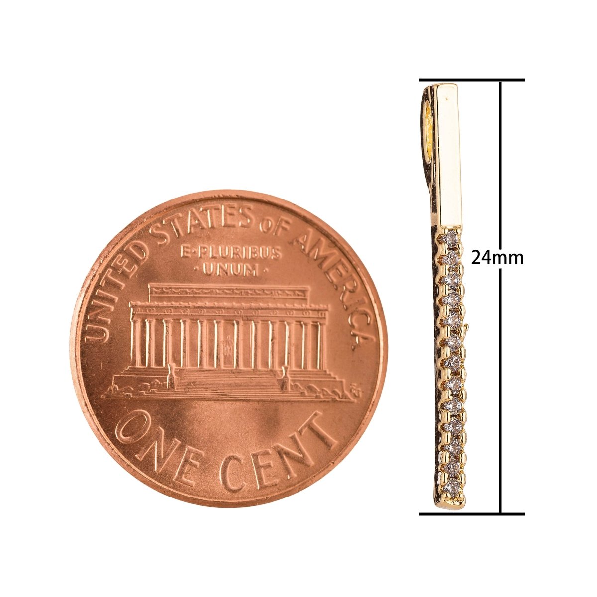 Long Bar Charm with Micro Pave Cz Stone for Dangle Pendant AA743