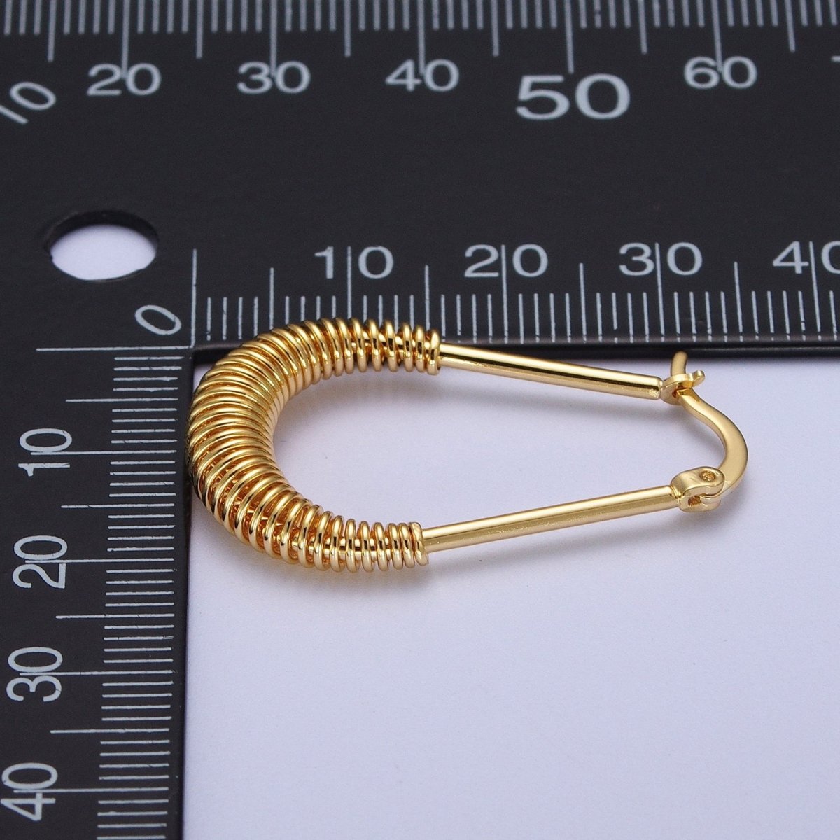 Long Drop Spiral Hoop Earring Statement Hoop Earrings Gold Oval Coil Earring Q-094