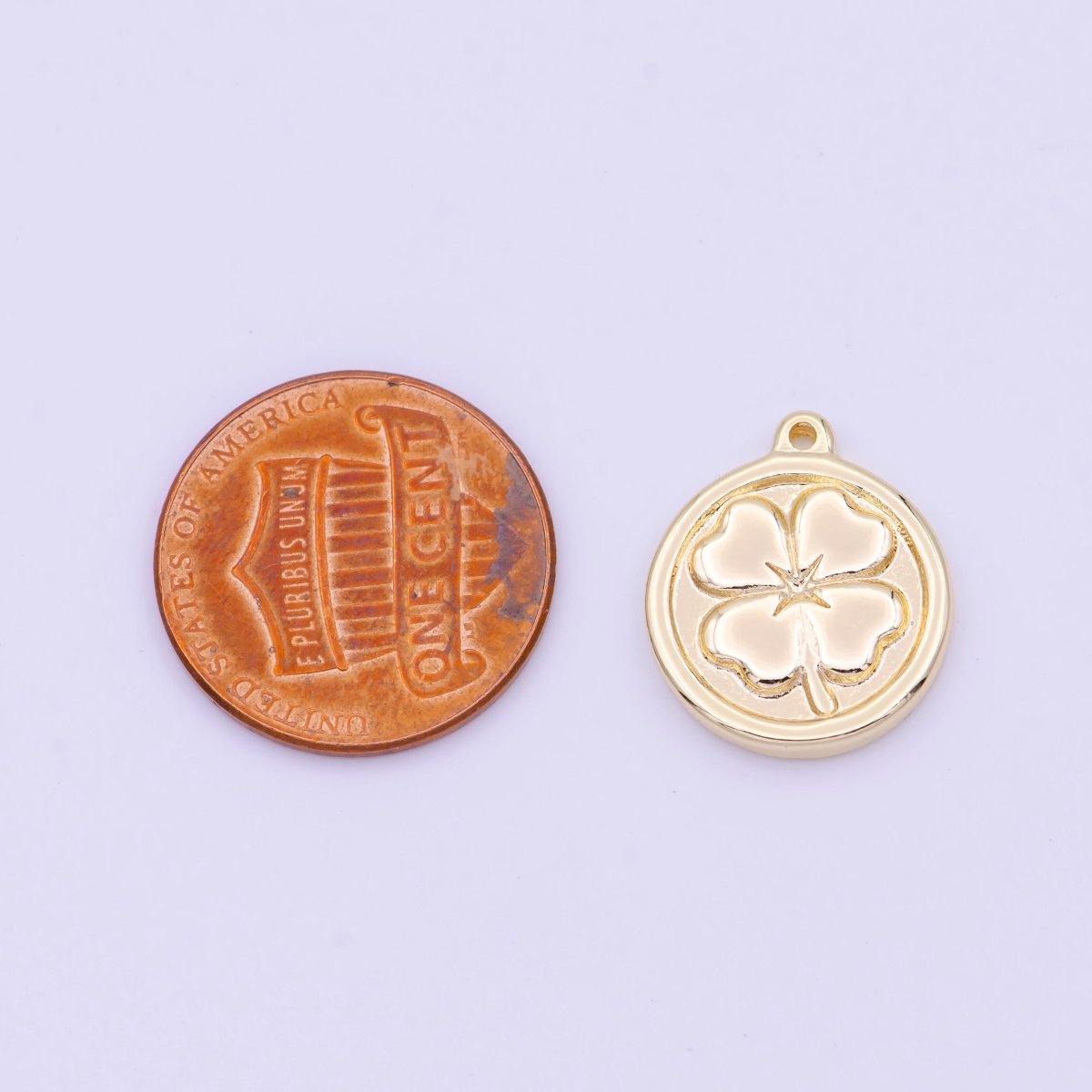 Lucky Clover Quatrefoil Coin Charm in Gold & Silver |  D-453