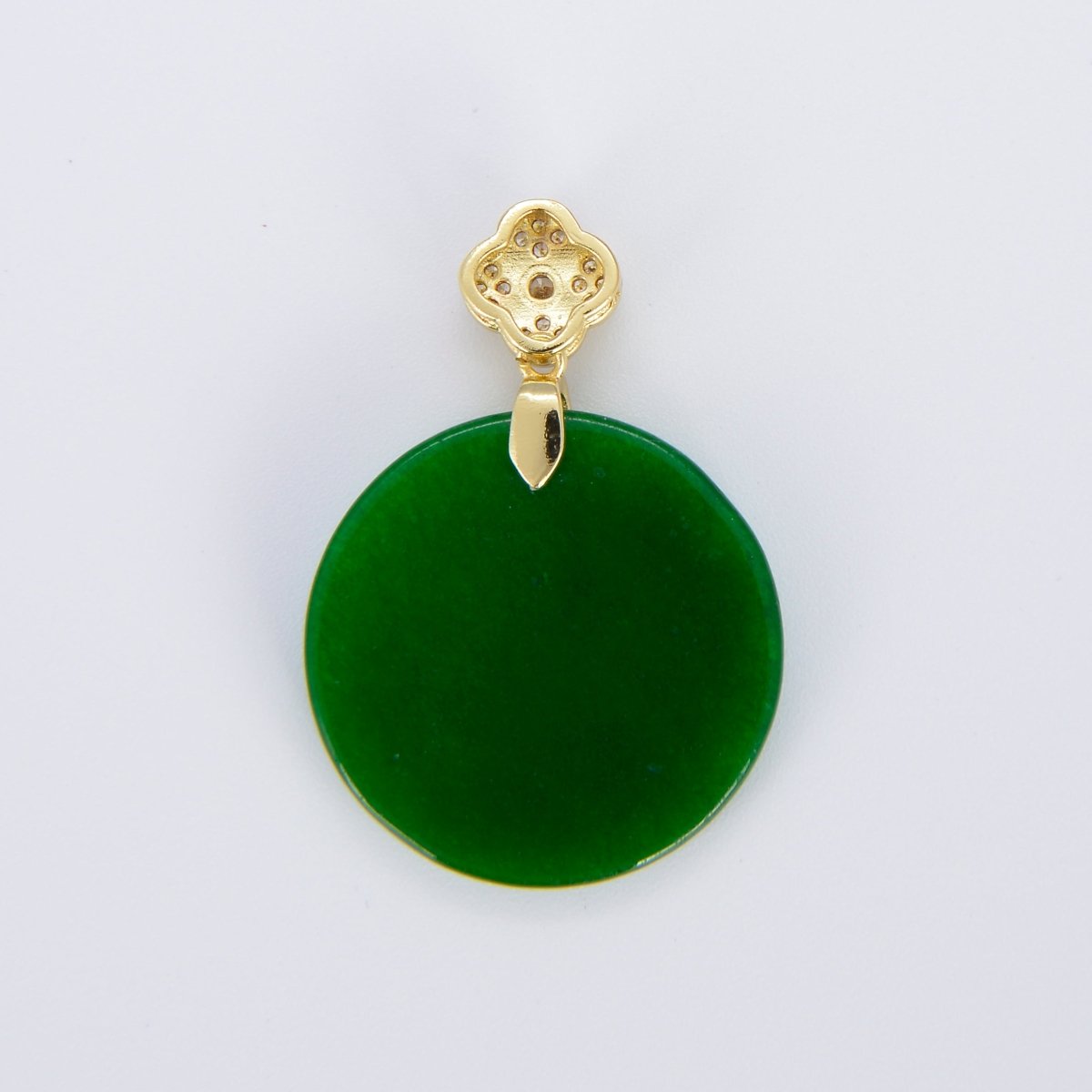 Lucky Genuine Green Jade Circle Coin Pendant for Necklace Jewelry Making Supply AH-309