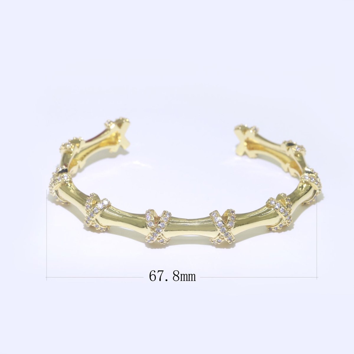 Luxury Cross Chain 24K Gold Filled CZ Open Adjustable Bangle for Woman Bracelet | WA-068 Clearance Pricing