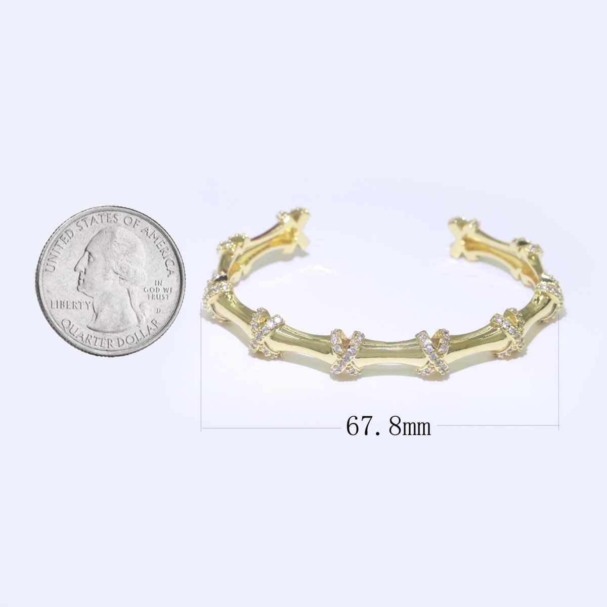 Luxury Cross Chain 24K Gold Filled CZ Open Adjustable Bangle for Woman Bracelet | WA-068 Clearance Pricing