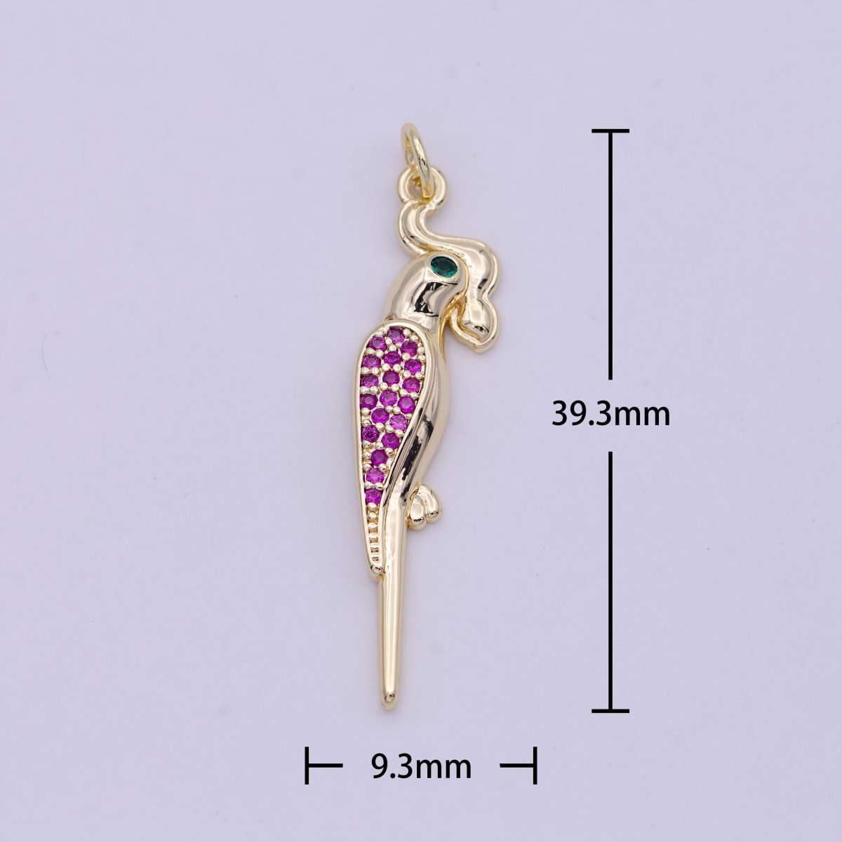 Macaw Parrot Gold Filled Charm Micro Pave Bird Pendant N-451