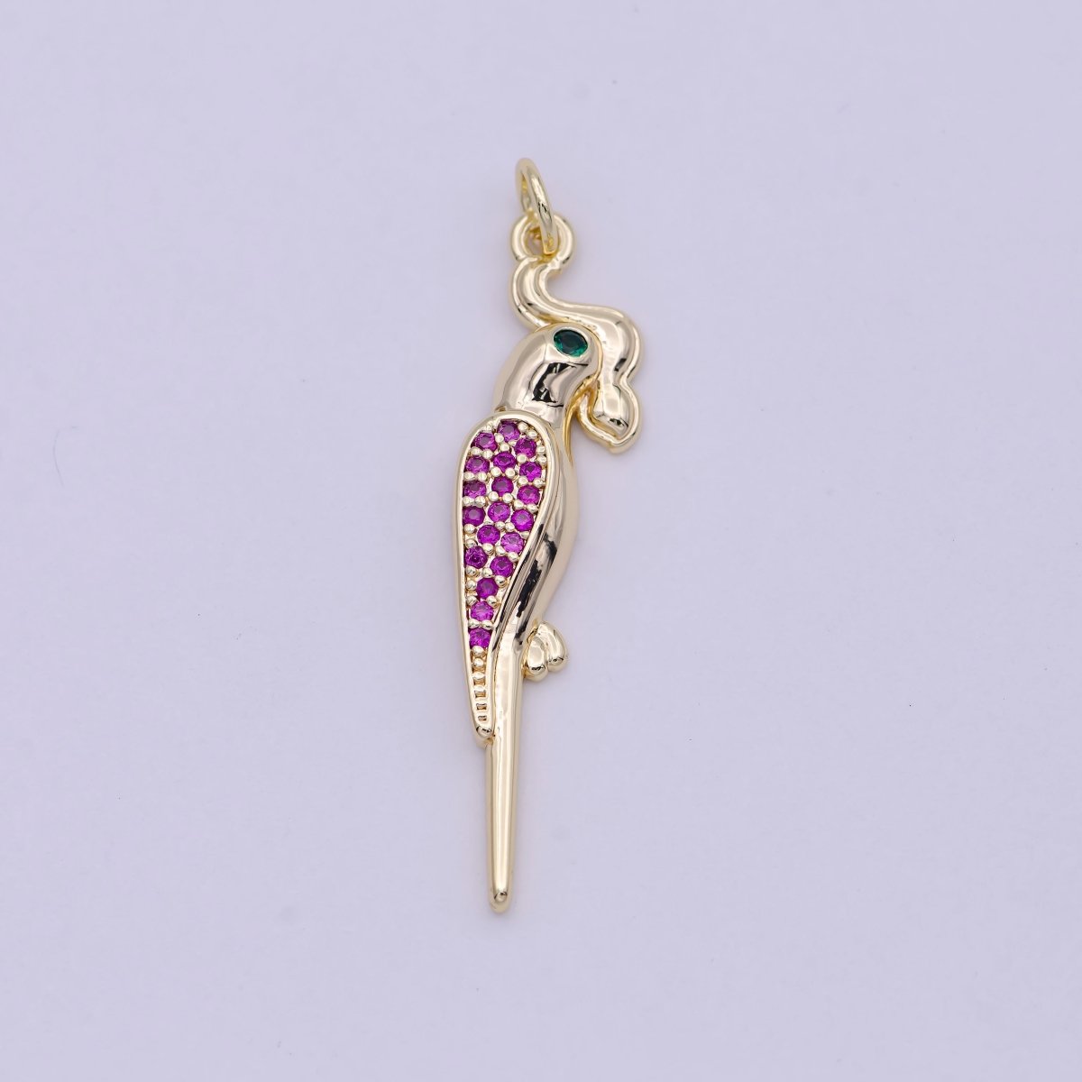 Macaw Parrot Gold Filled Charm Micro Pave Bird Pendant N-451