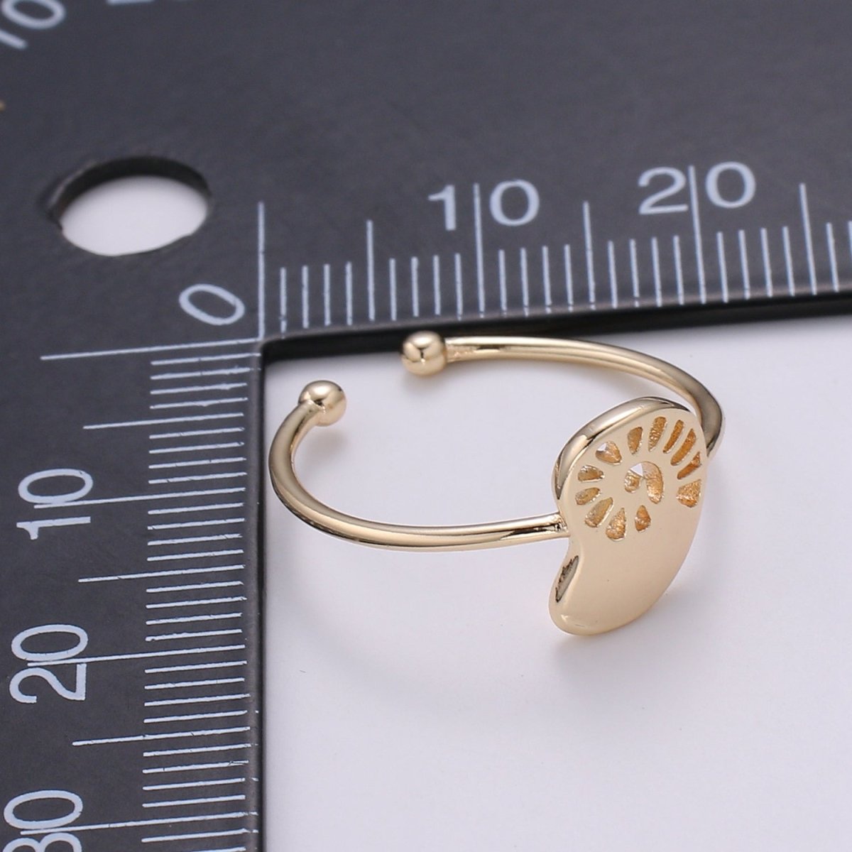 Mango 18k Gold Ring, Adjustable Gold Curb Ring, Simple Fruit Ring, Rip Wave Ring R-265