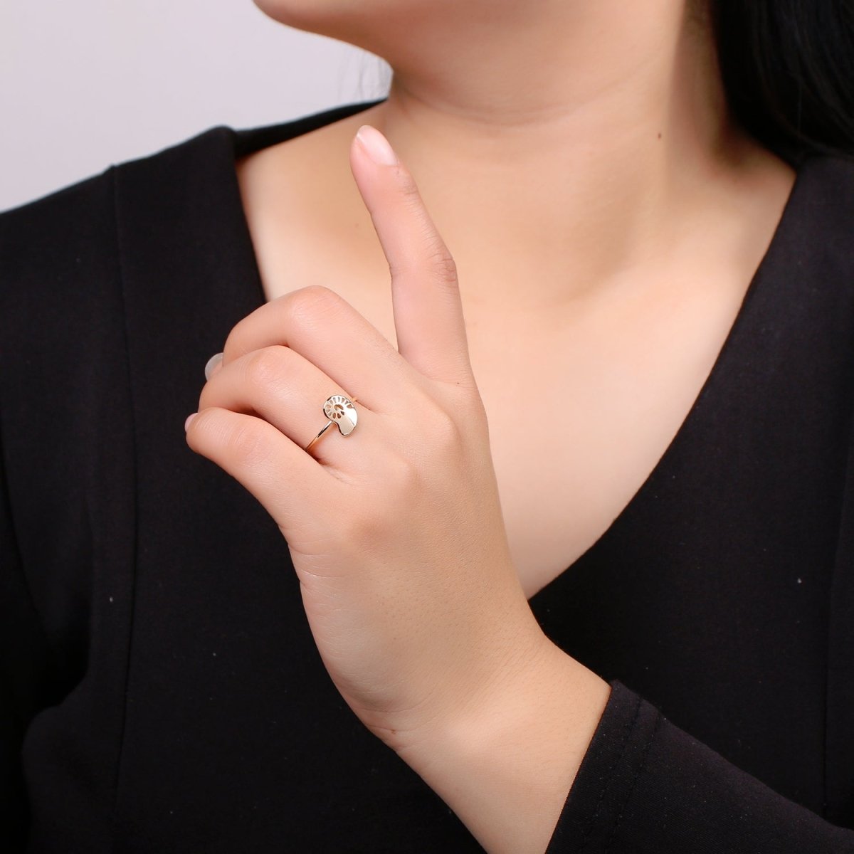 Mango 18k Gold Ring, Adjustable Gold Curb Ring, Simple Fruit Ring, Rip Wave Ring R-265