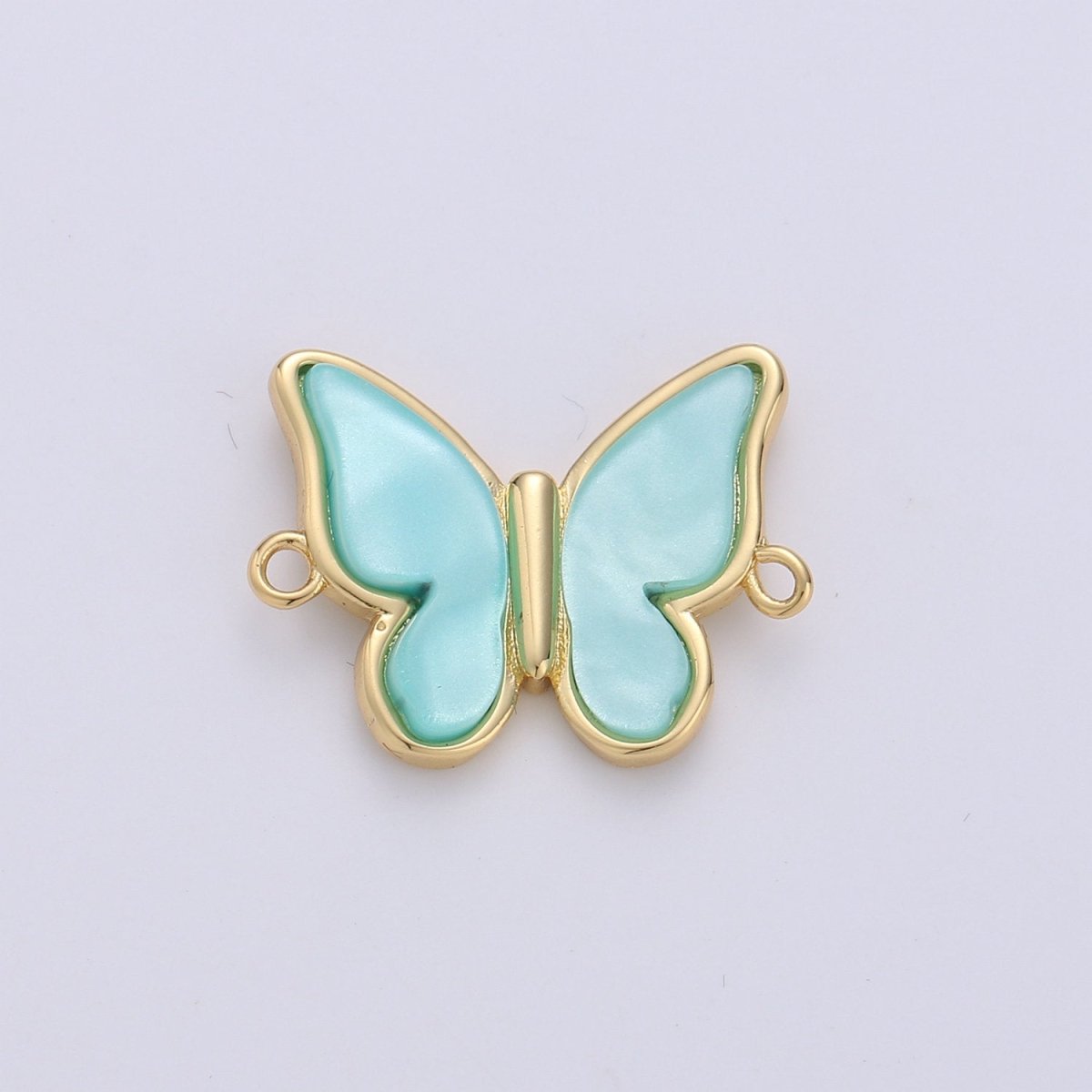 Mariposa Charm Butterfly Charms, Mother Of Pearl Butterfly Teal, Pink Butterfly Bracelet Necklace Connector Polished Gold Plated over Brass F-384 - F-386