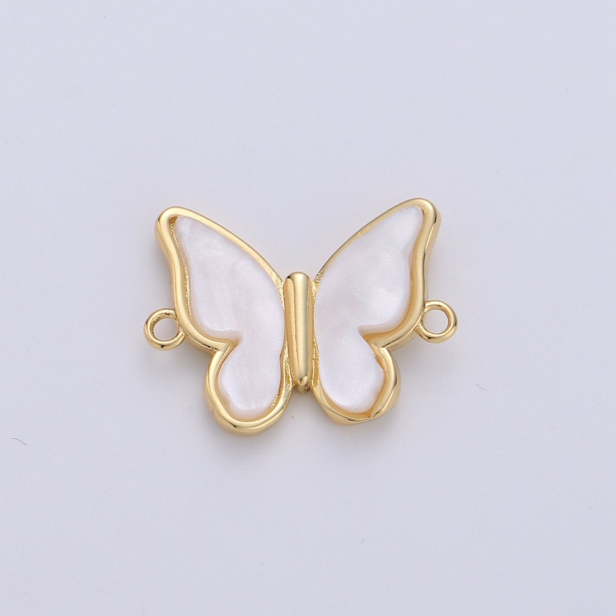 Mariposa Charm Butterfly Charms, Mother Of Pearl Butterfly Teal, Pink Butterfly Bracelet Necklace Connector Polished Gold Plated over Brass F-384 - F-386