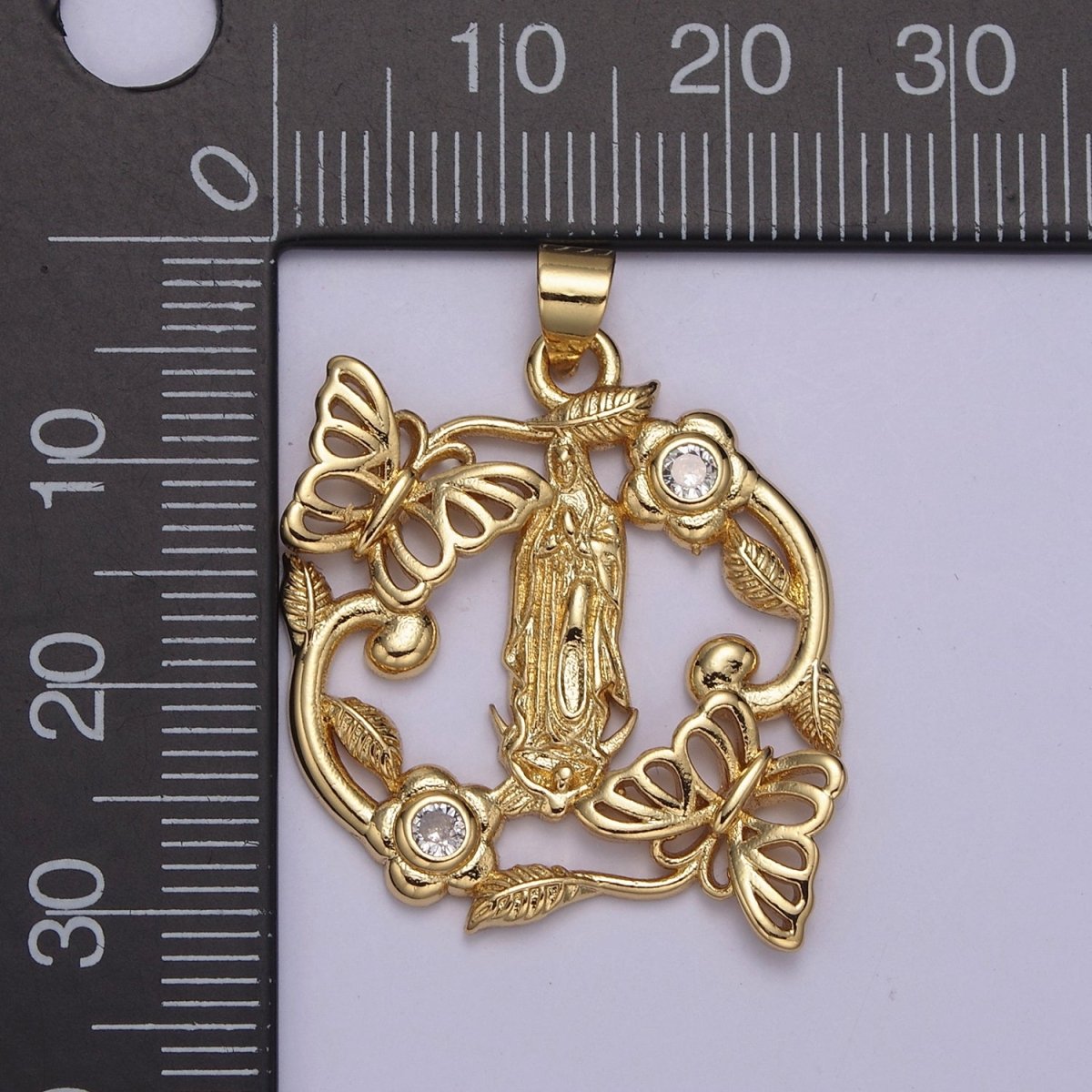 Mariposa Gold Virgin Mary Our Lady Of Guadalupe Divine Mercy Medallion Pendant for Necklace Making Supply H-823