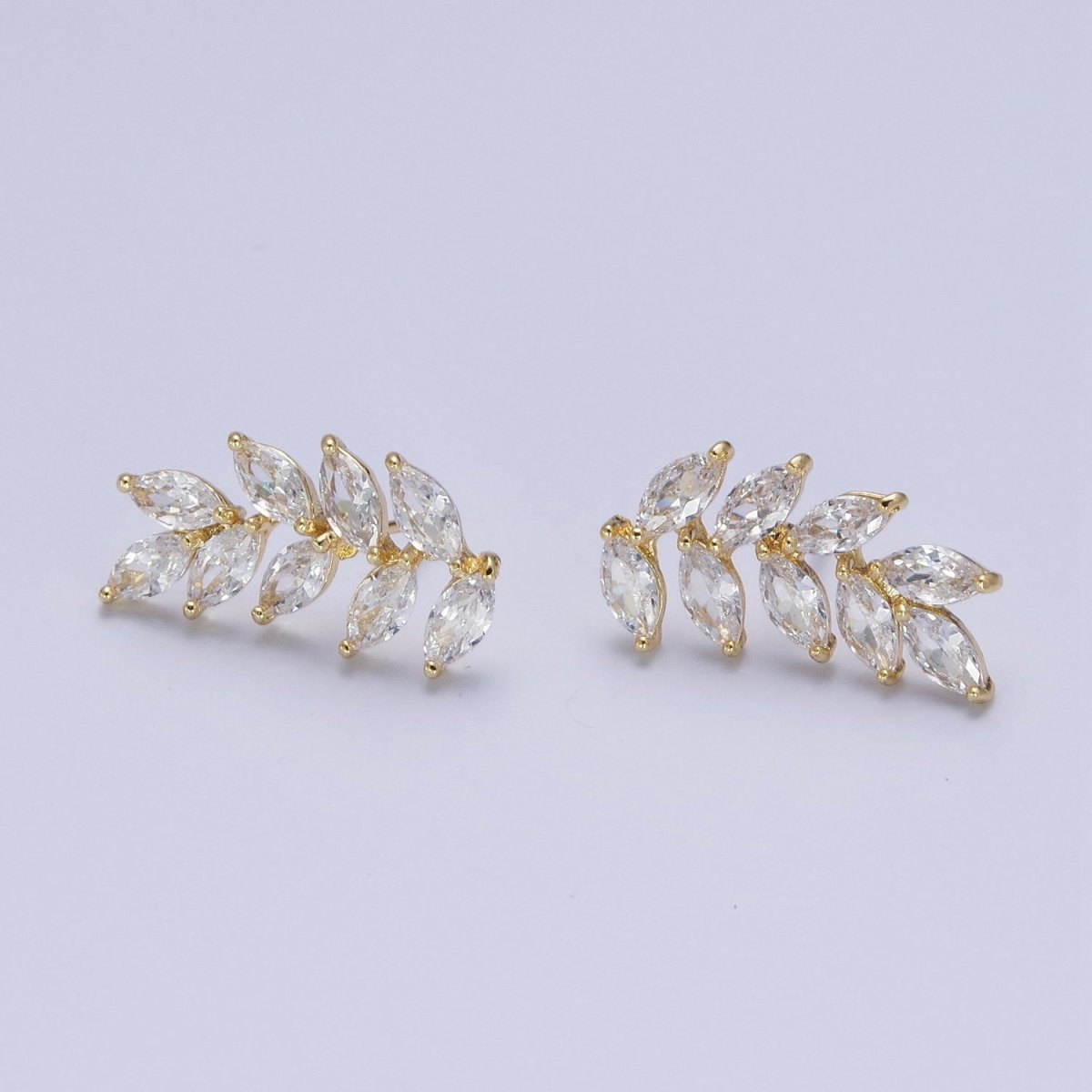 14K Gold Filled 20mm Marquise CZ Leaf Stud Earrings | AD-546