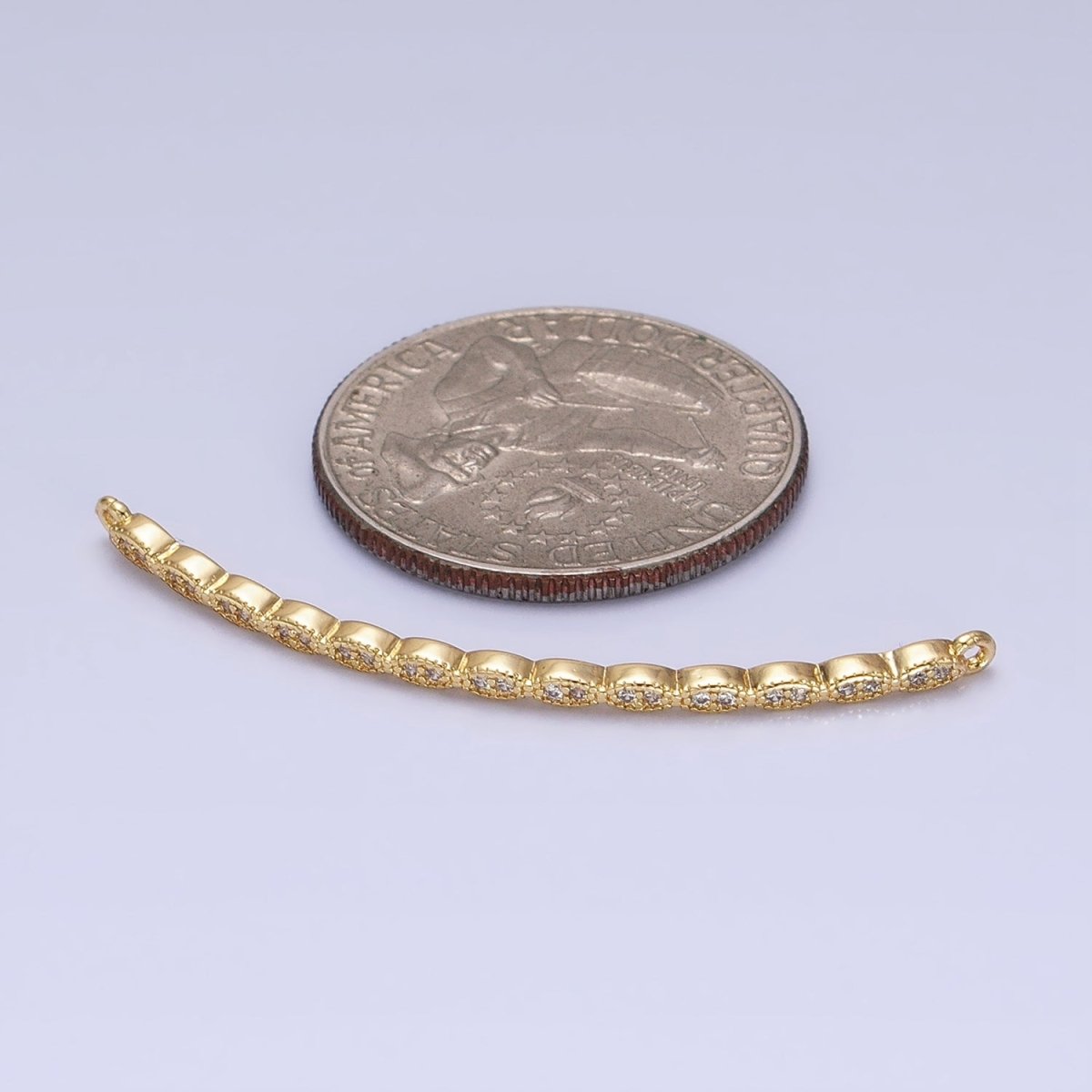 Marquise-Shaped Lined Micro Paved Clear CZ Link Connector in Gold & Silver | Y-853